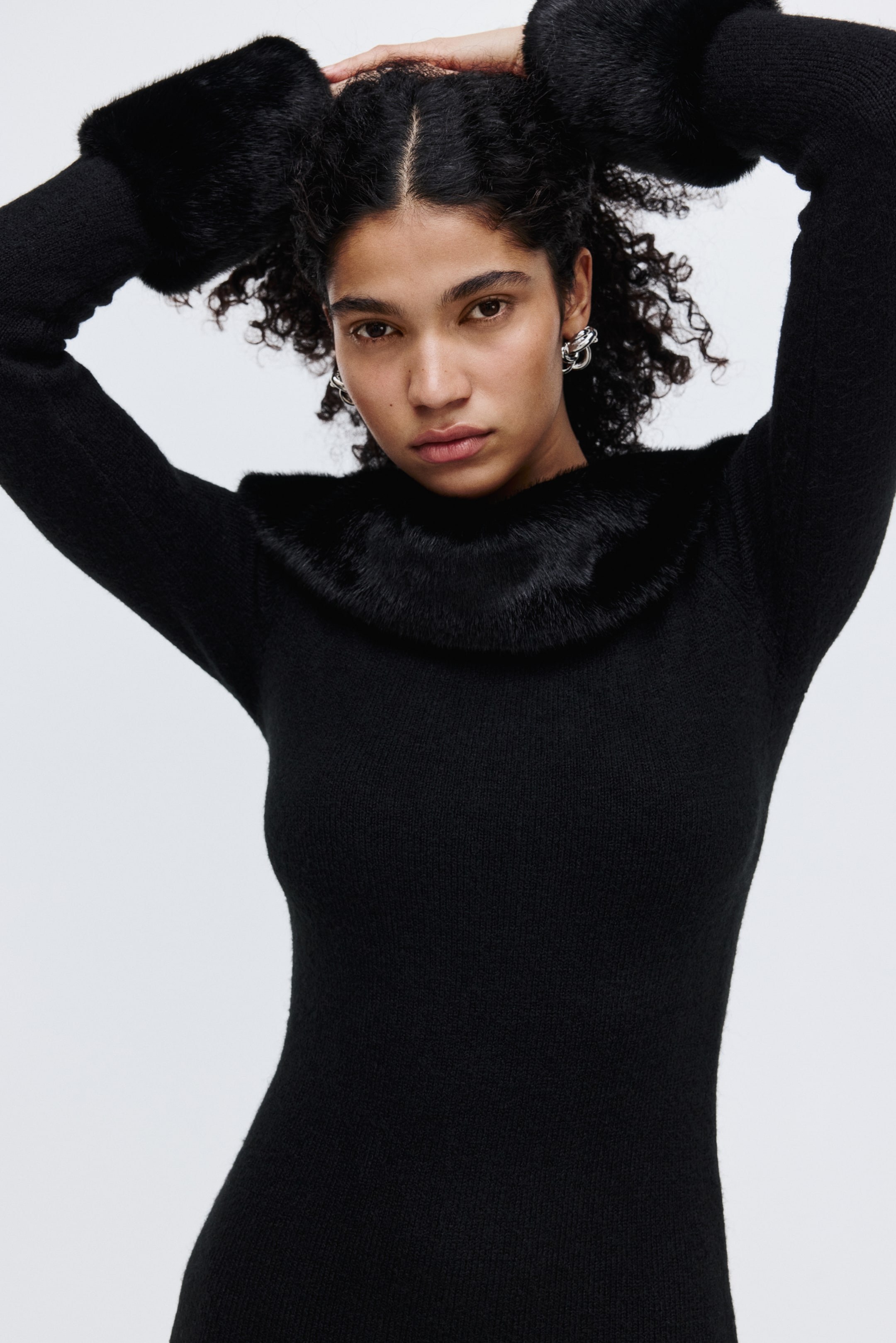 Ampliar la imagen: Knitted off-the-shoulder dress - Black - Ladies | H&M MX 3