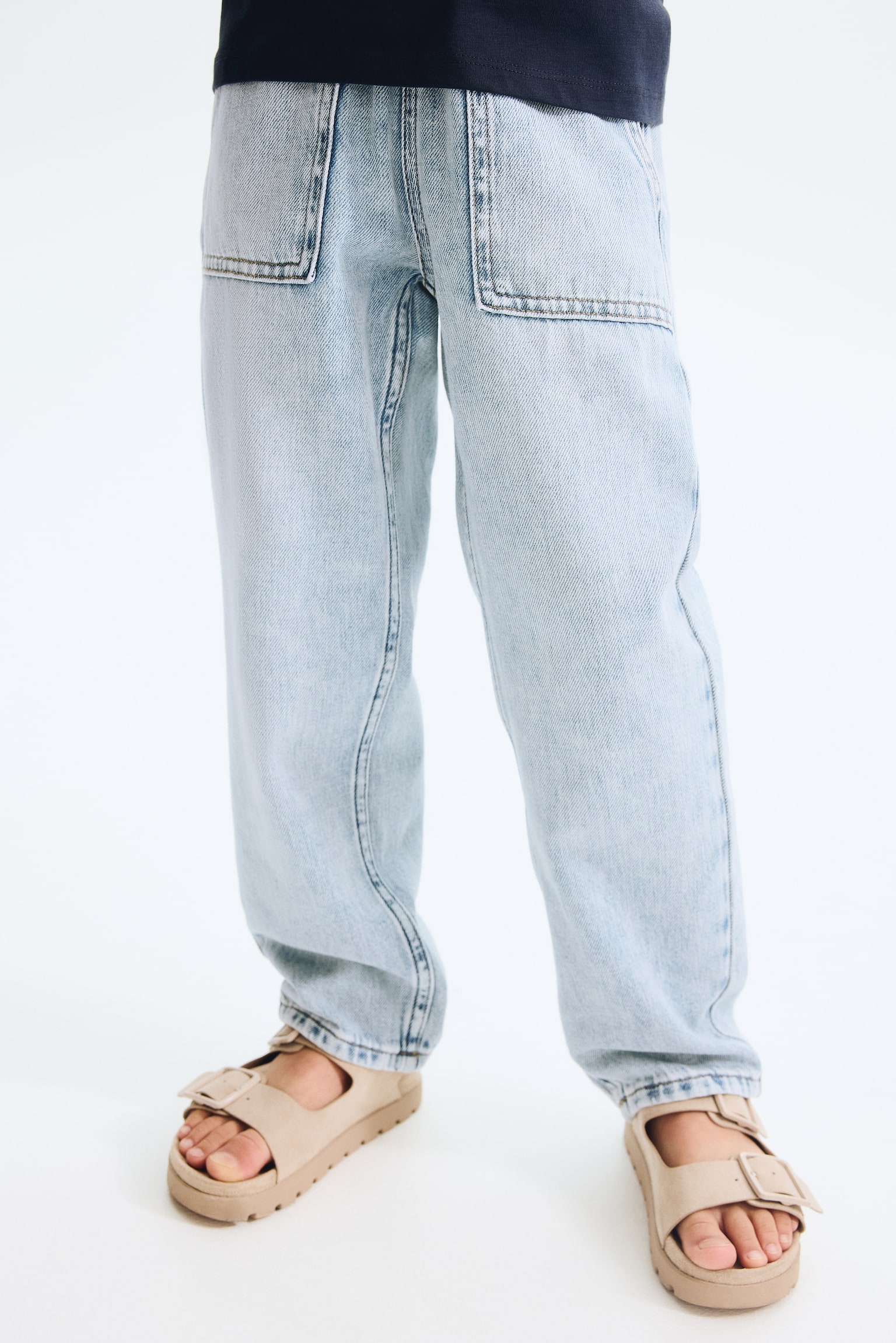 Детские джинсы H&M Cotton Denim Pants, цвет: Светлый джинсовый синий — фото 4