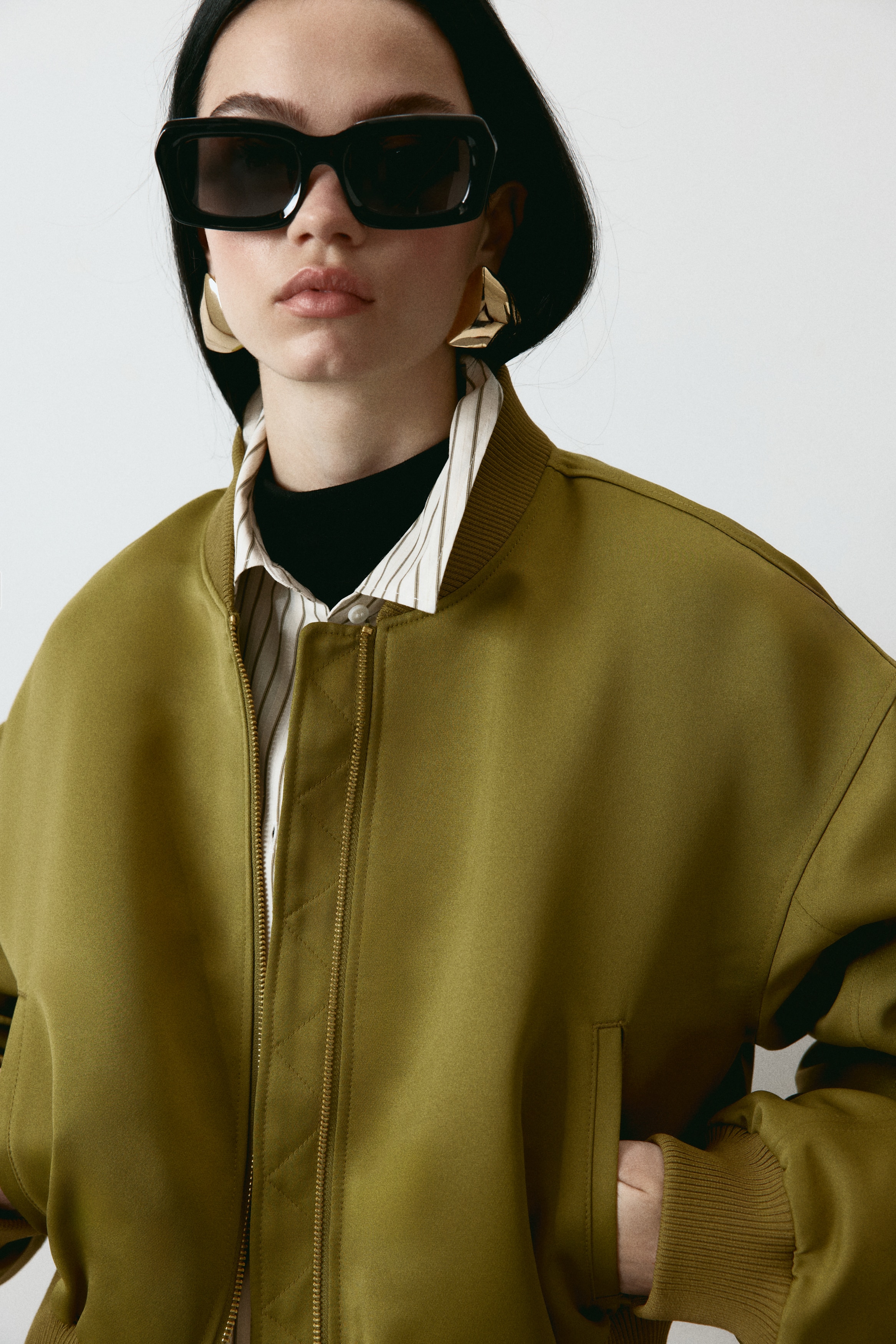 h&amp;m light green bomber jacket womens
