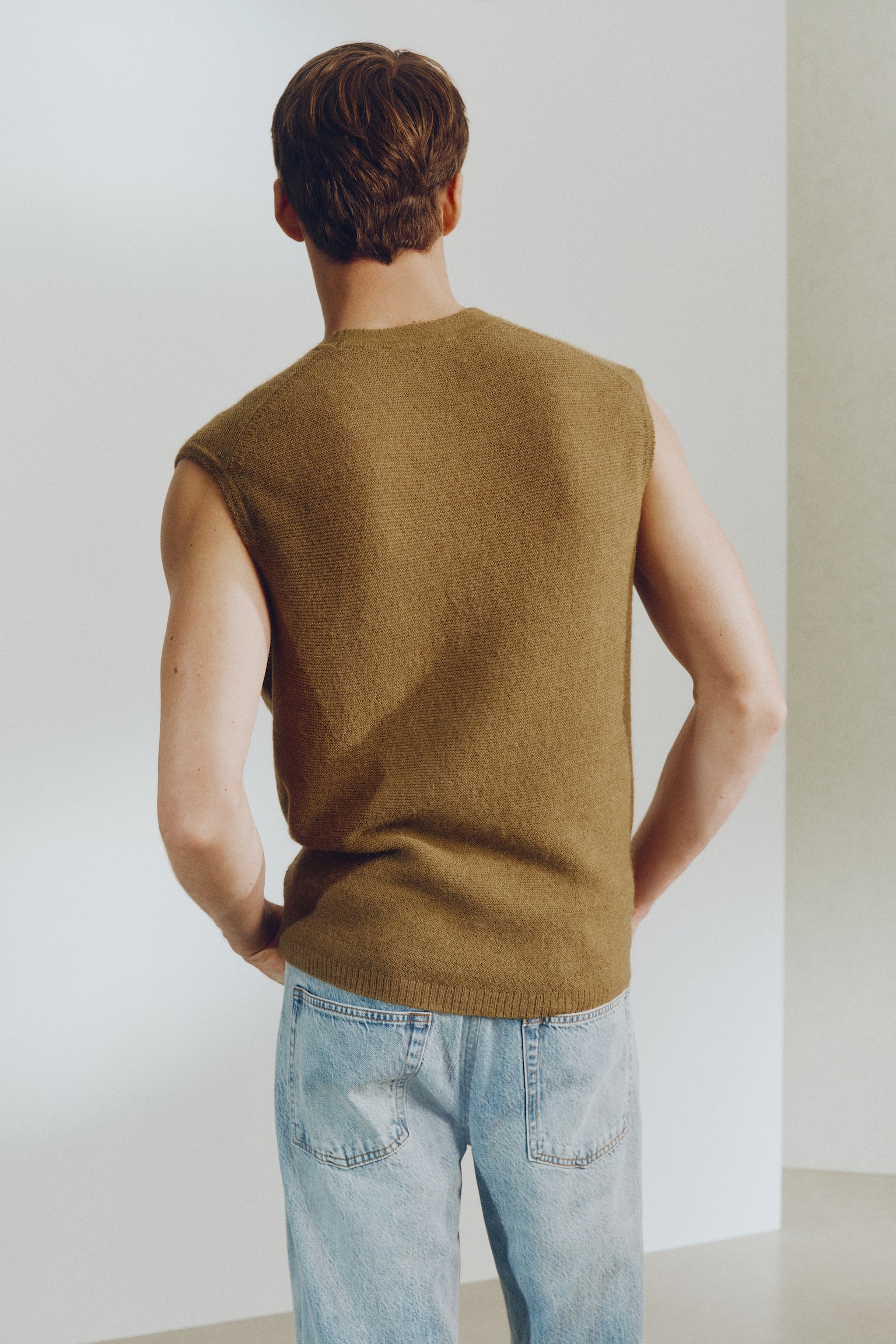 Безрукавка Loose Fit виворітного в’язання - Коричневий - 5