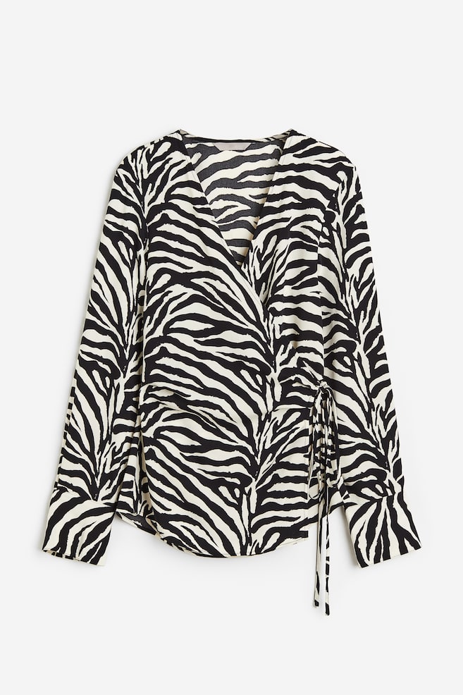 Wrap blouse - Black/Zebra print/Beige/Cream/Striped - 2