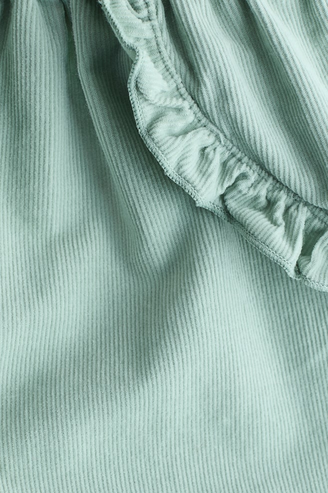 Ruffle-Trimmed Corduroy Pants - Light dusty green/Light pink - 3