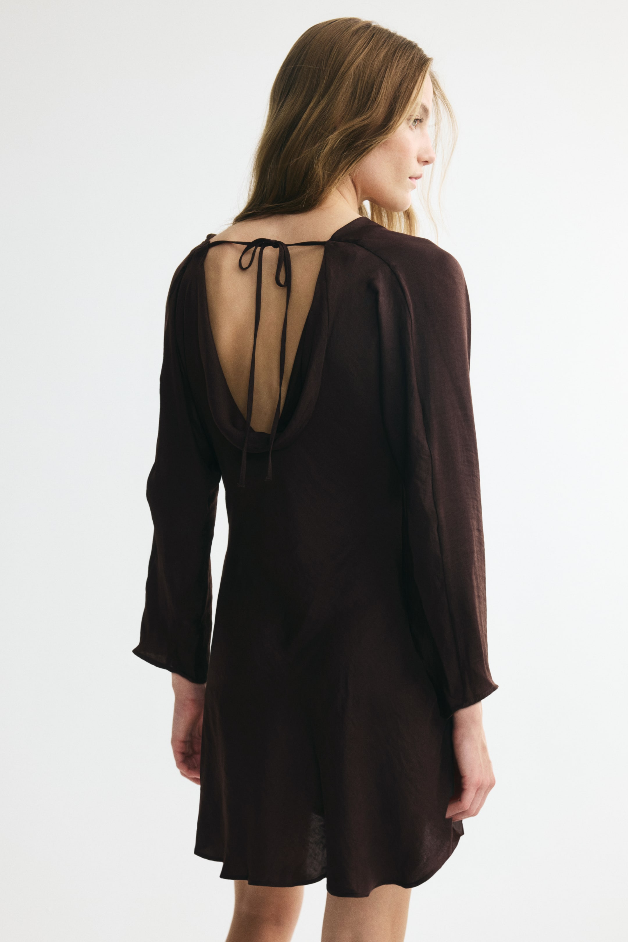 Cowl-Neck Dress with Flared Skirt