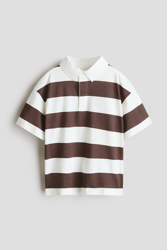 Short-Sleeved Rugby Shirt - White/striped/Light taupe/Soho/Dark blue/Kid's Sports Club - 1