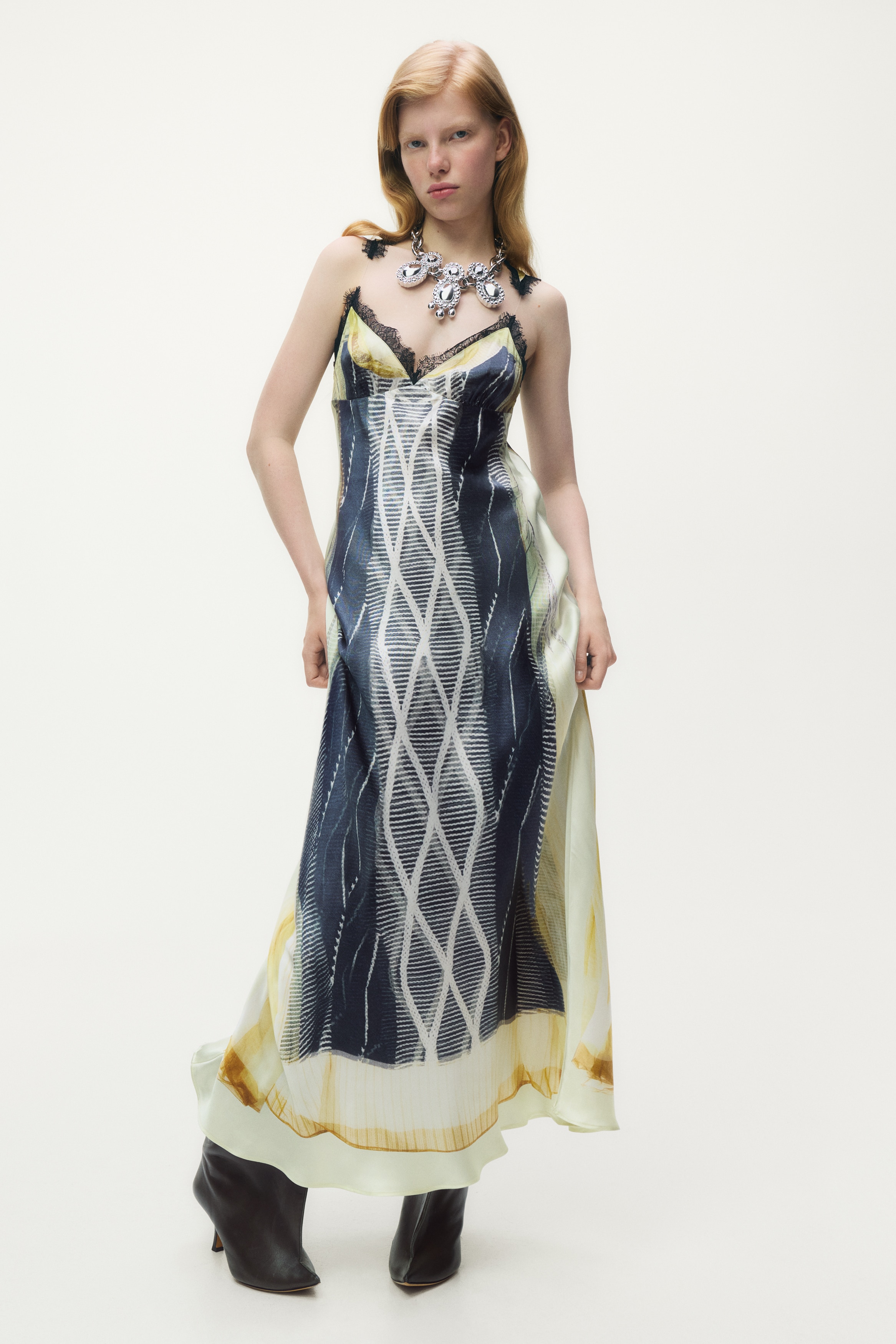 GLENN MARTENS  サテンワンピース プリントサテンワンピース - ブラック／パターン - レディース | H&M JP