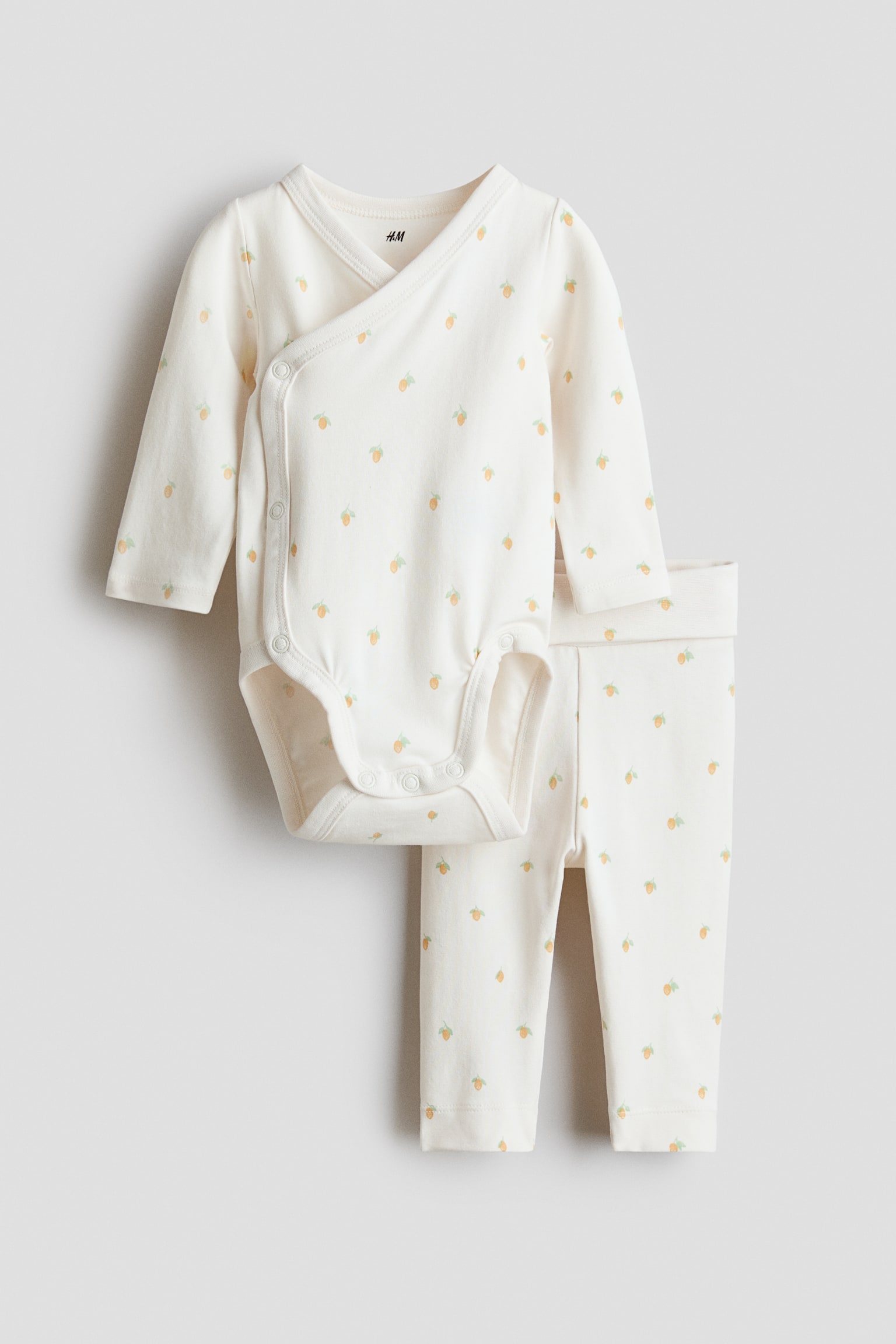 2-piece cotton set - Cream/Oranges/Cream/Cherries - 1