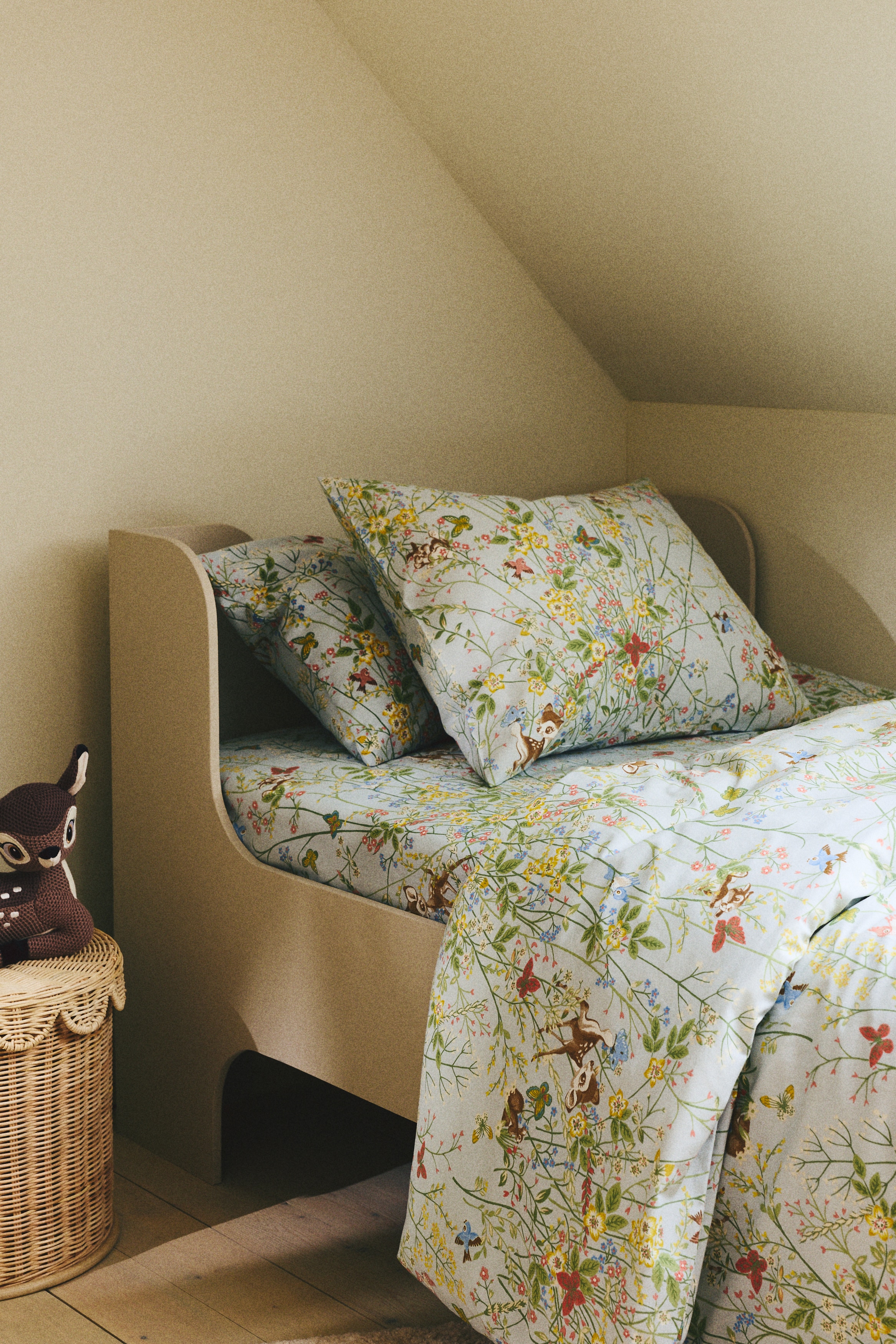 Patterned cotton duvet cover set - Light blue/Bambi/White/Bambi/Dark brown/Bambi/Pink/Bambi