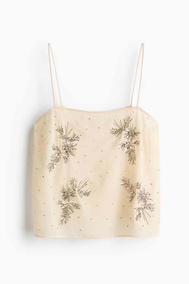 Top vaporoso de tirantes con detalles decorativos - Crema - 1