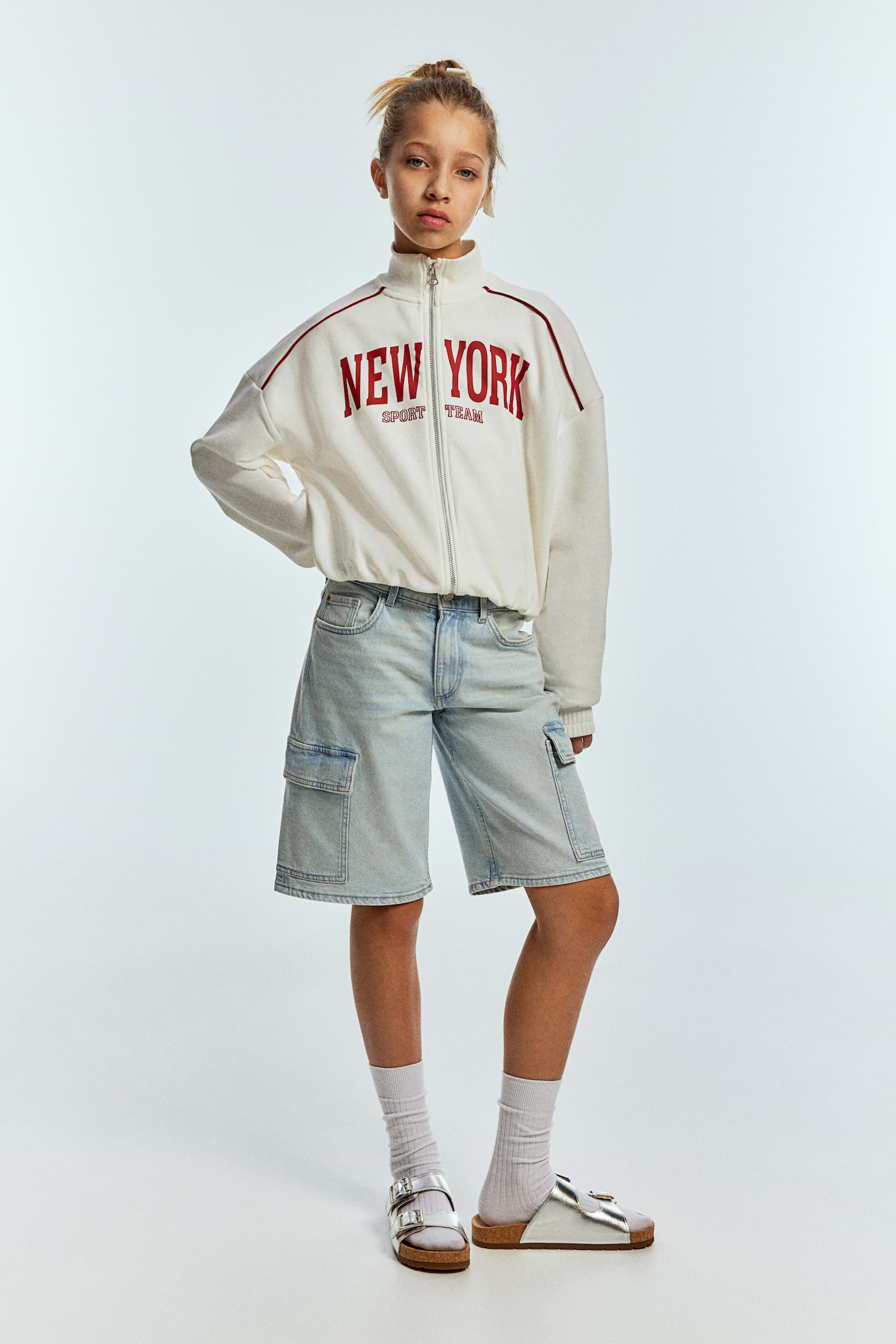 Print Design Zip Up Sweater - White/New York/Light grey/East Coast/Navy blue/Boston - 4