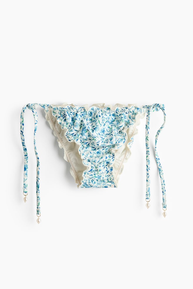 Bragas de bikini con lazos - Azul/Floreado/Café oscuro/Floreado/Rojo oscuro - 1