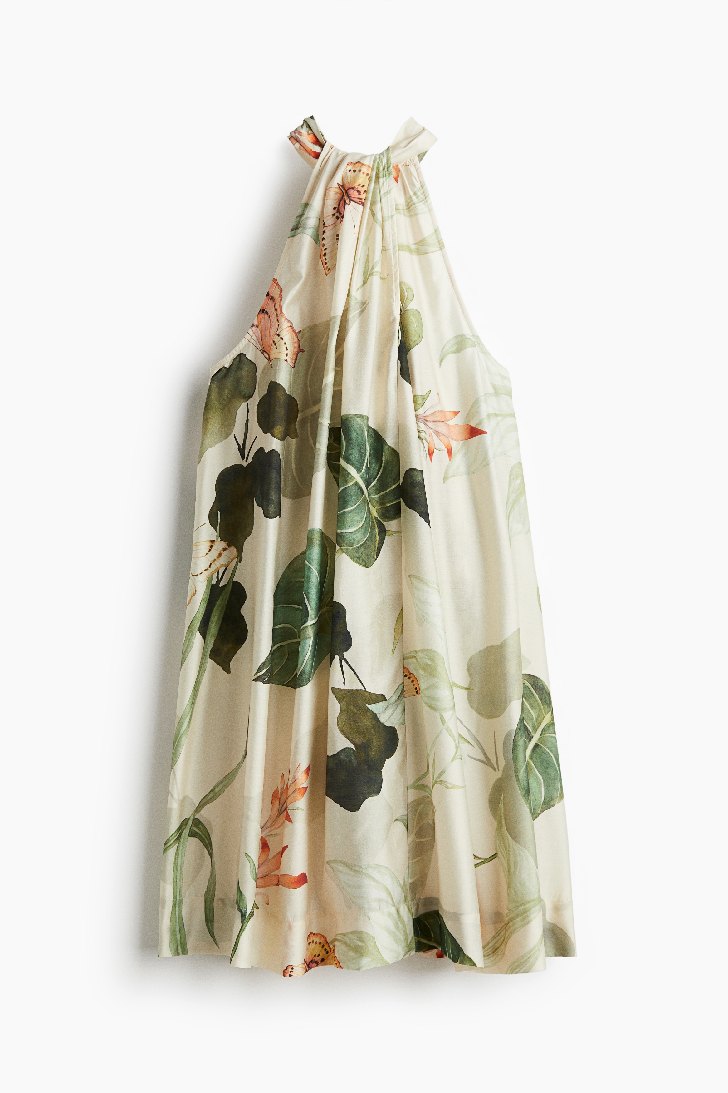 Voluminous bow-back dress - Cream/Floral