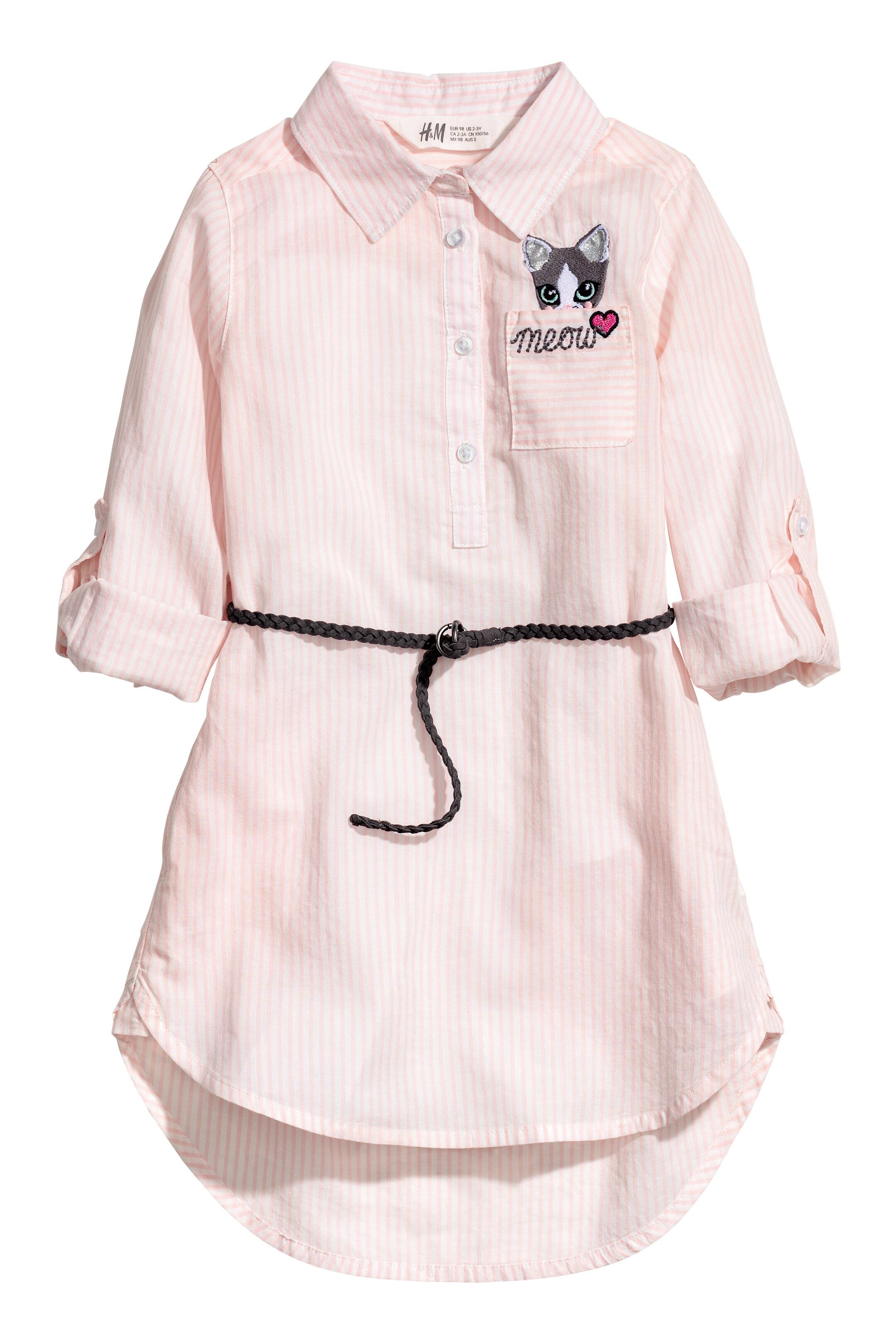 View larger image: Shirt dress - Light pink/White striped - Kids | H&M GB 1