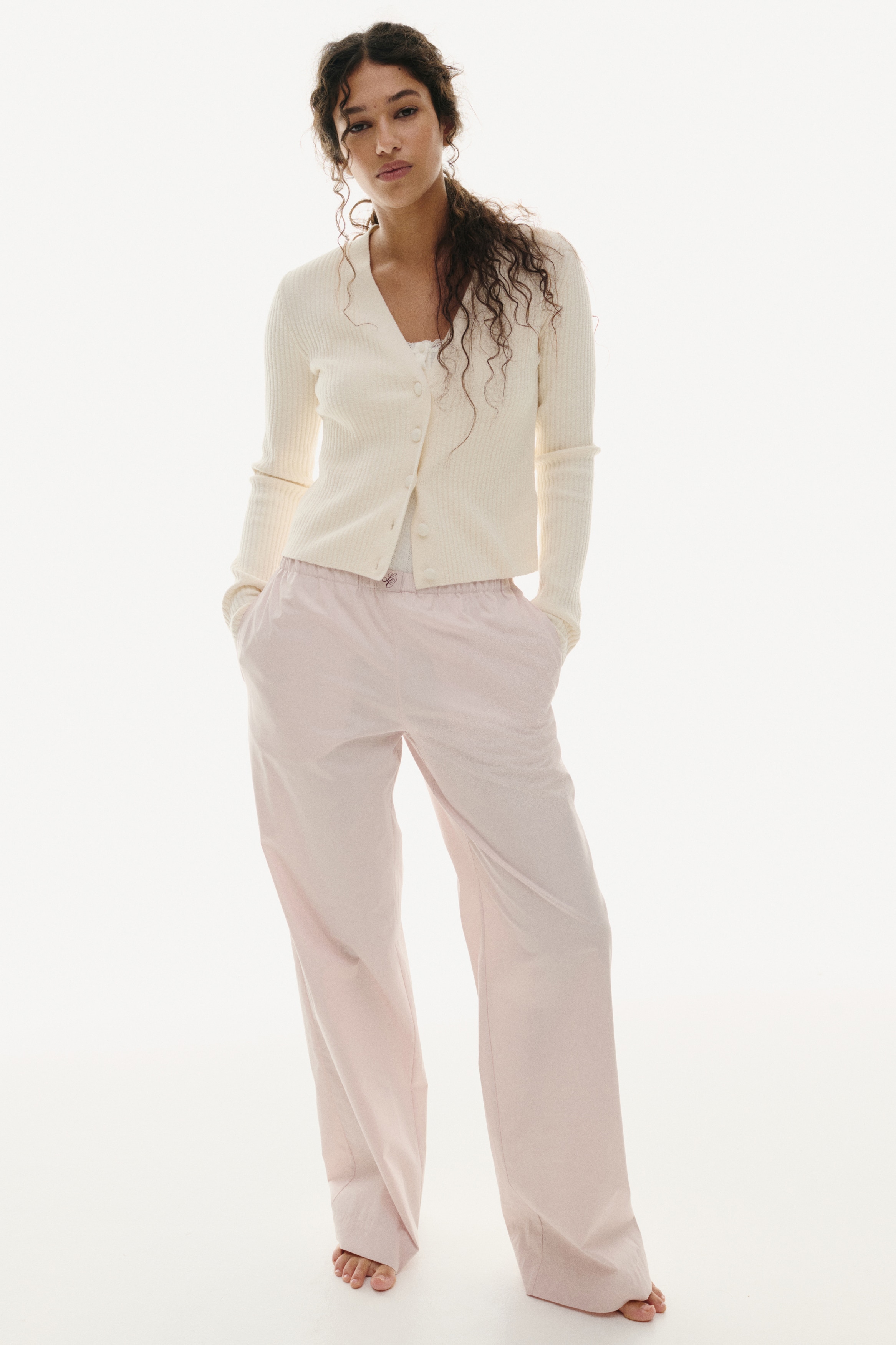 Pantaloni in popeline di cotone - Rosa chiaro/Bordeaux