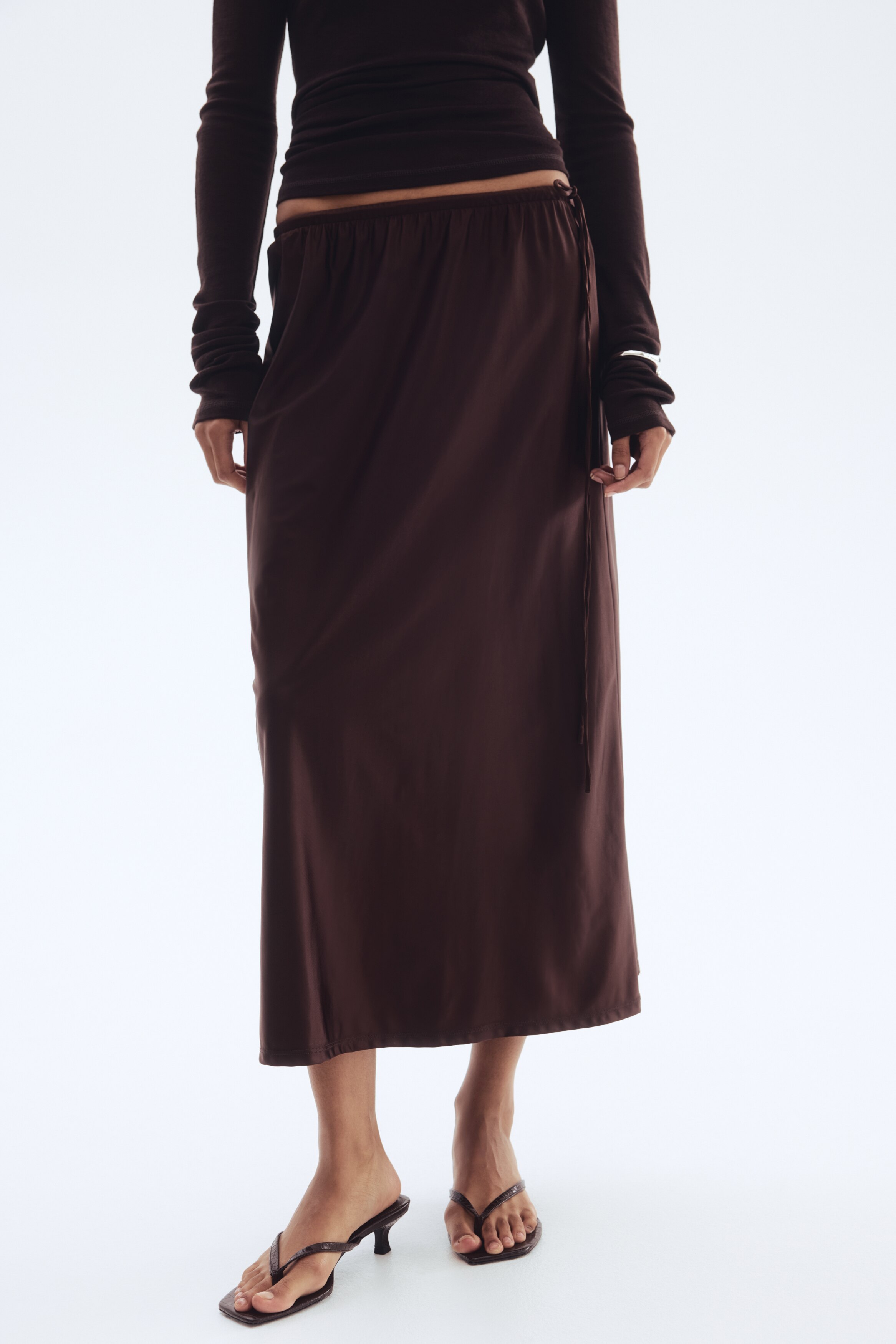 Drawstring-detail skirt