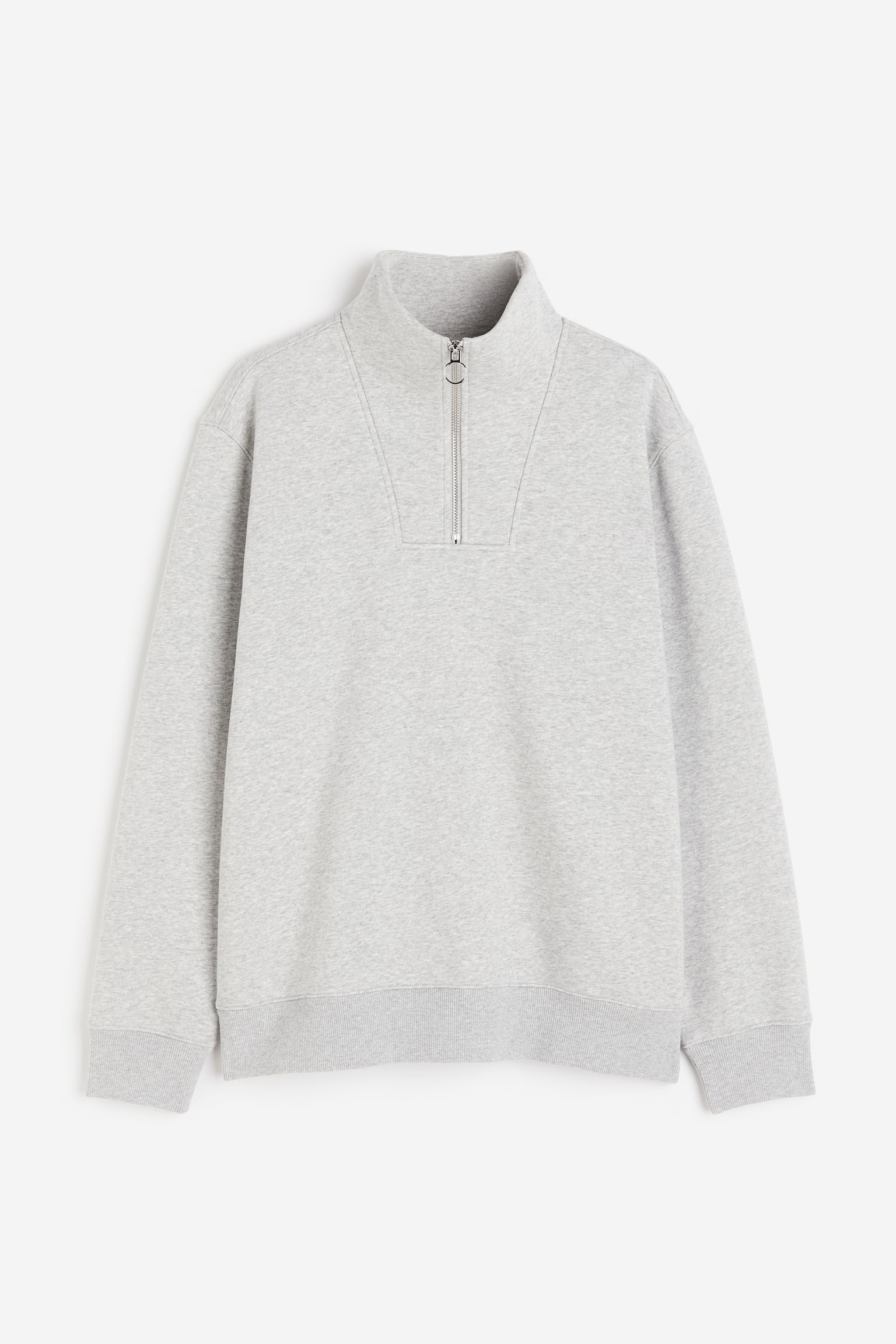 Regular Fit Half Zip Sweater - Light grey marle - 2