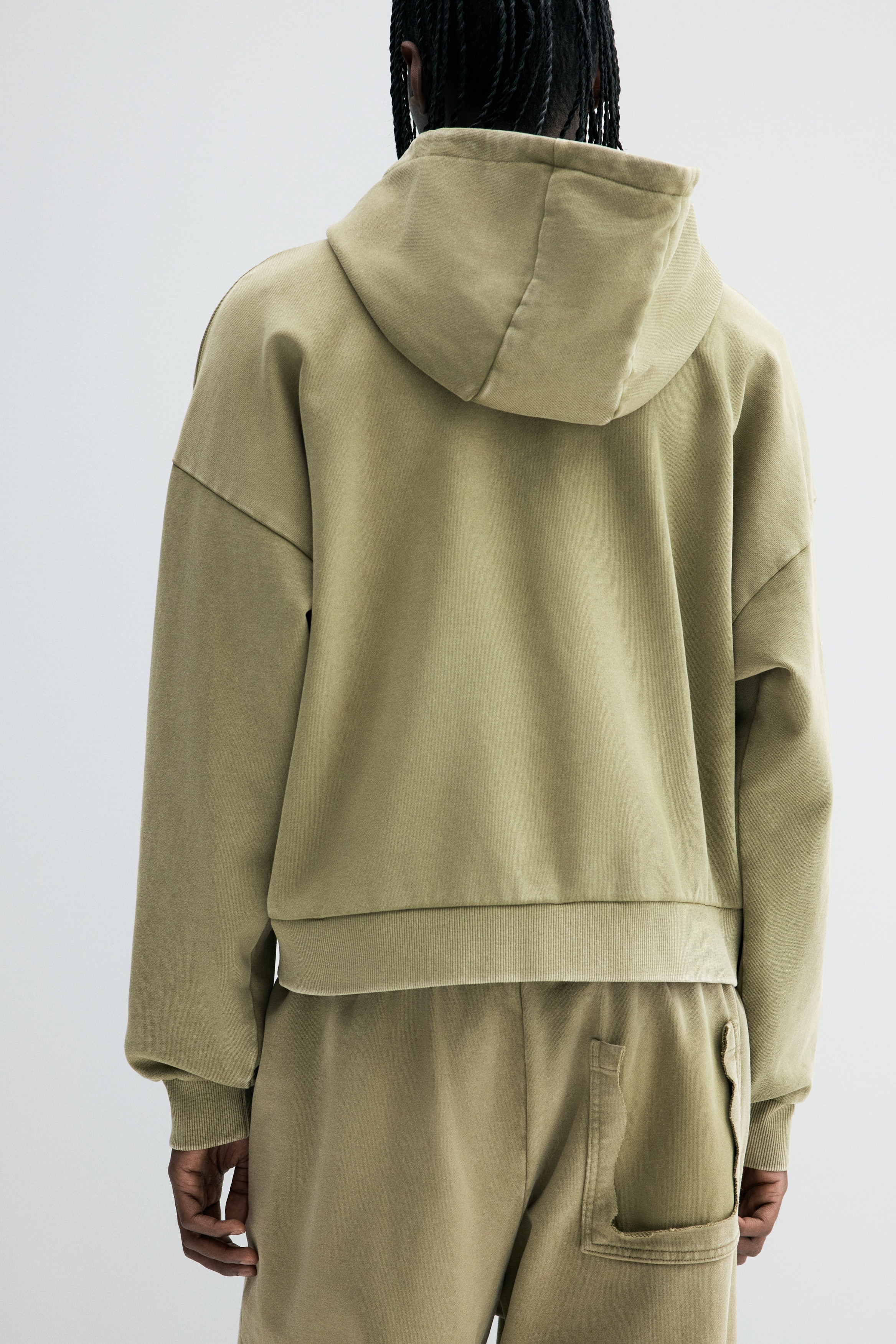 Men's Khaki green Oversized Fit Zip-through hoodie | H&M SG