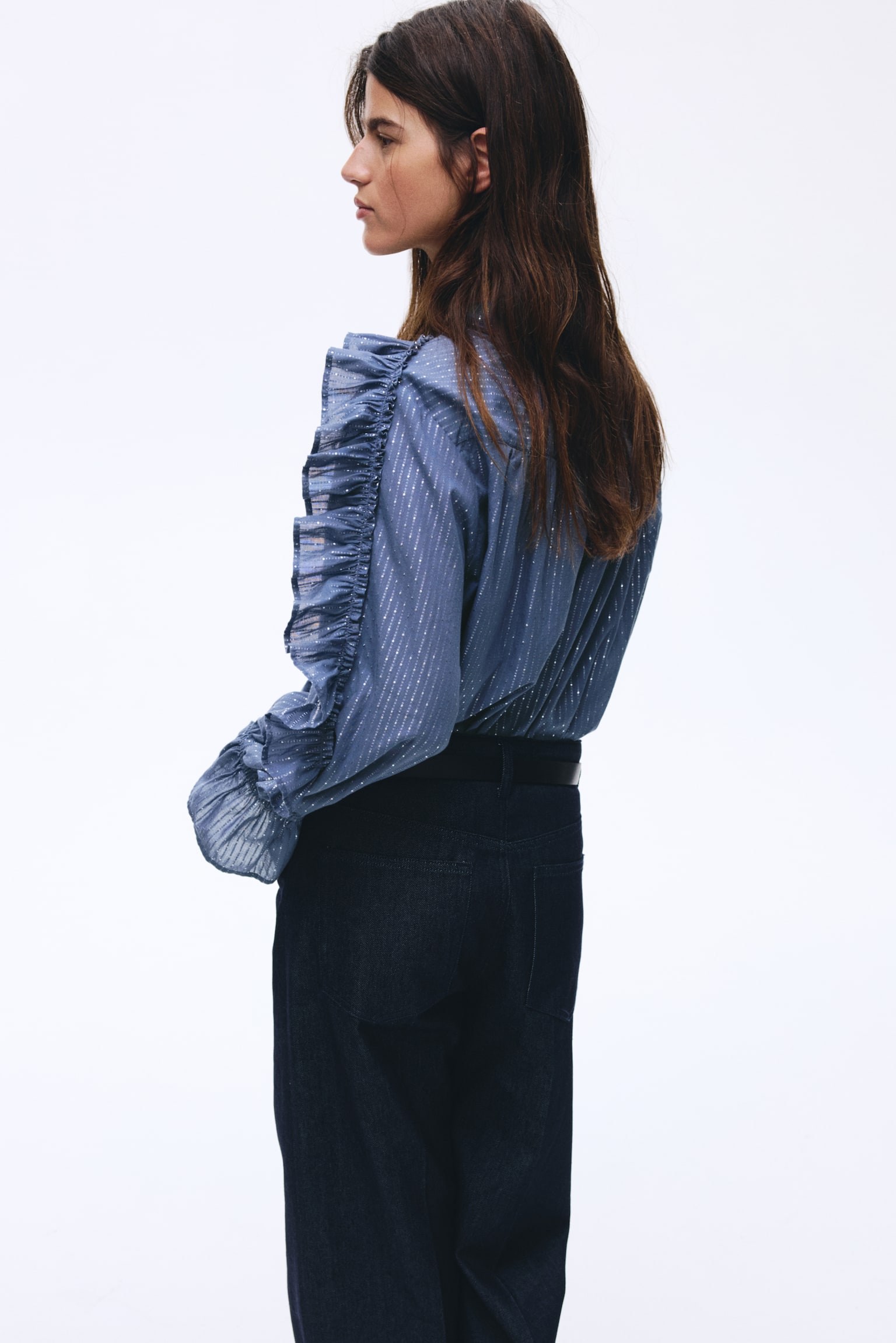 Blouse volantée - Bleu ancien/Black - 4