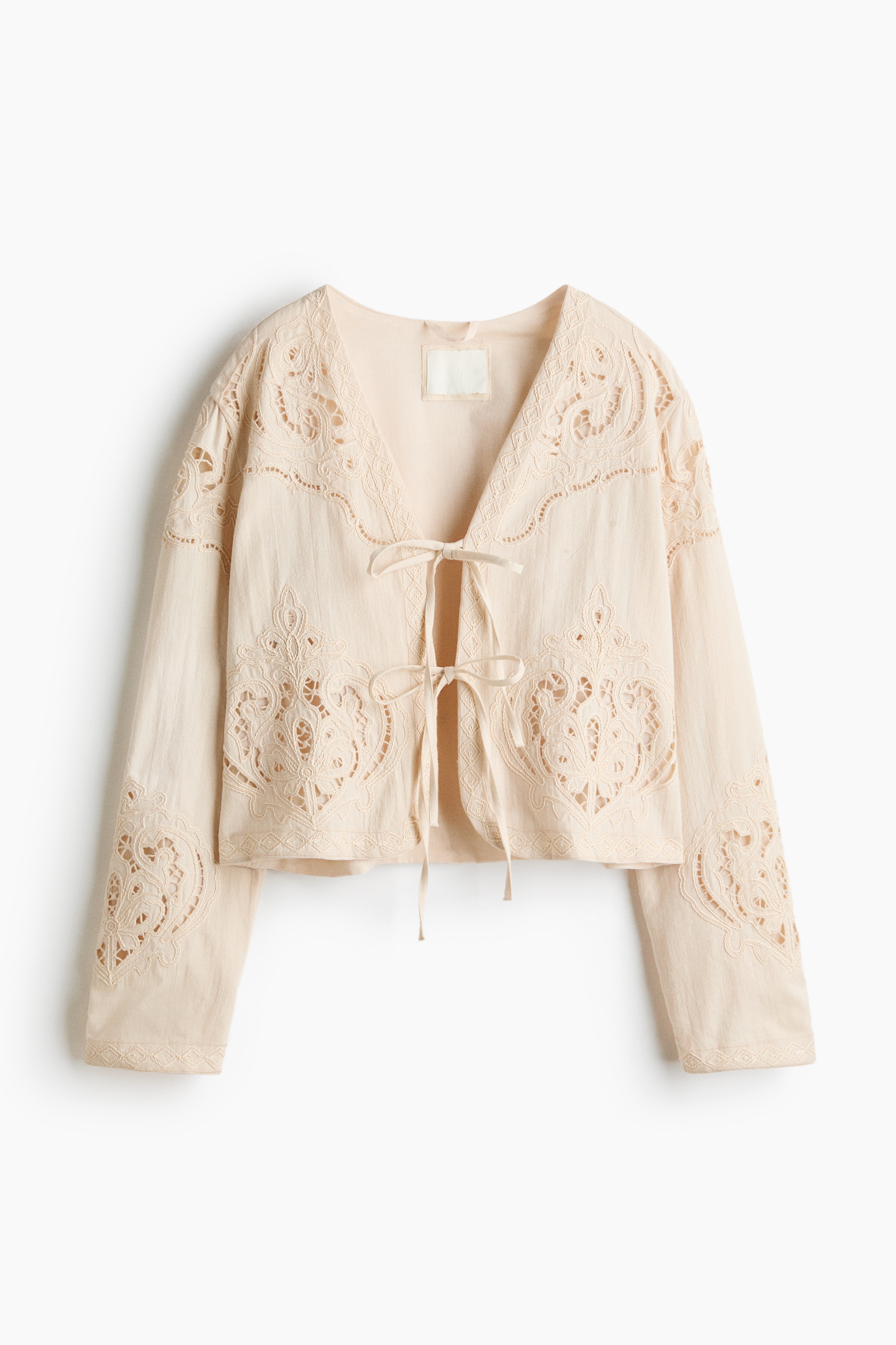 Linen-blend broderie anglaise jacket - Light beige