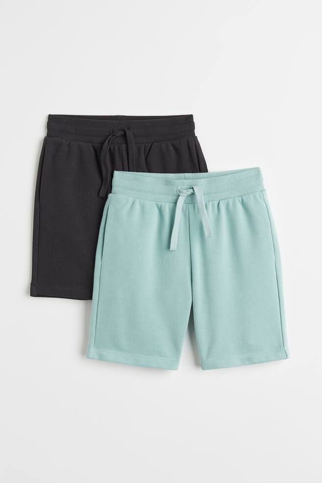 2-pack sweatshirt shorts - Black/Light turquoise