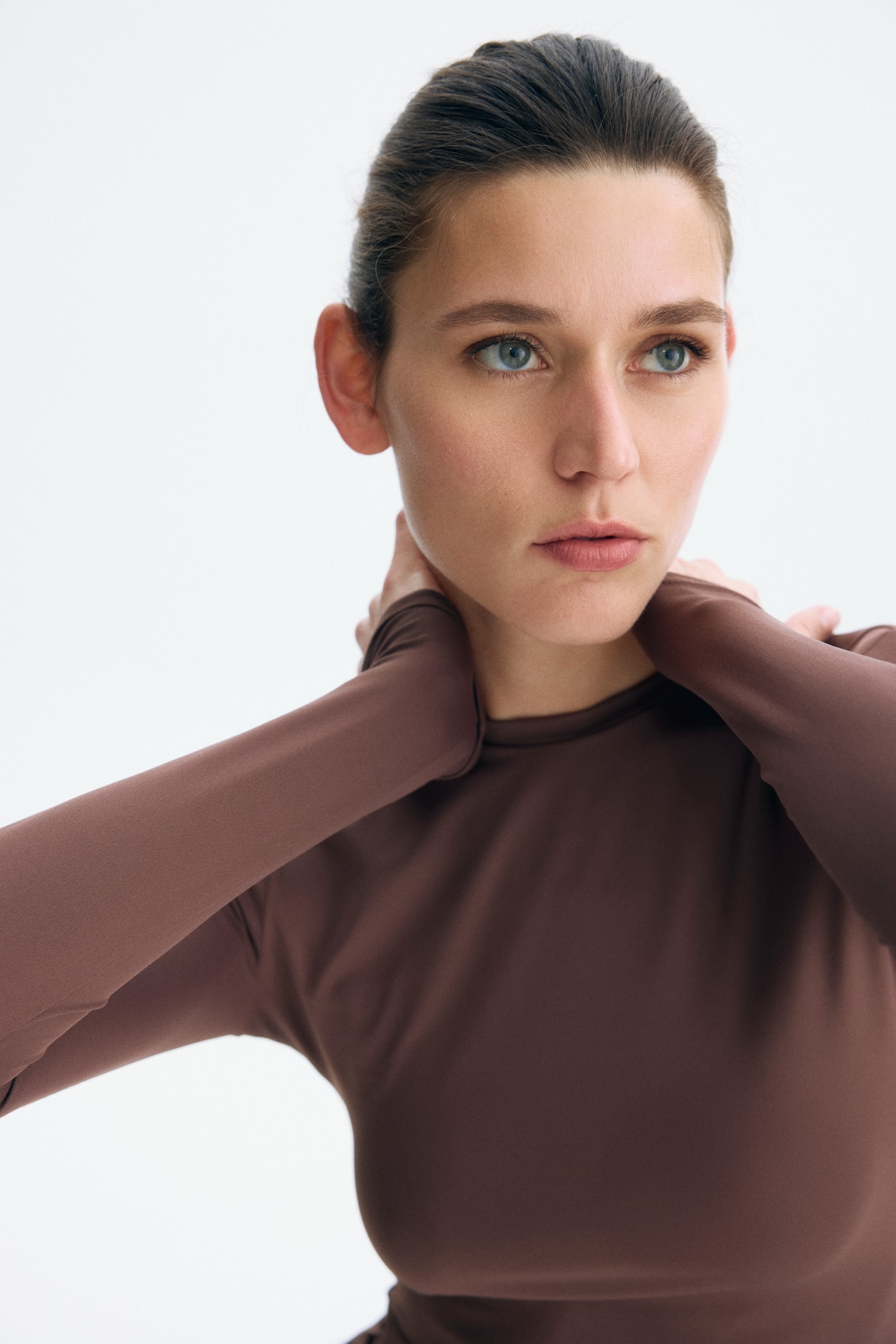 Long-sleeved microfibre top - Dark mole/White/Light greige/Black/Dark greige/Light turquoise/Dark blue - 5