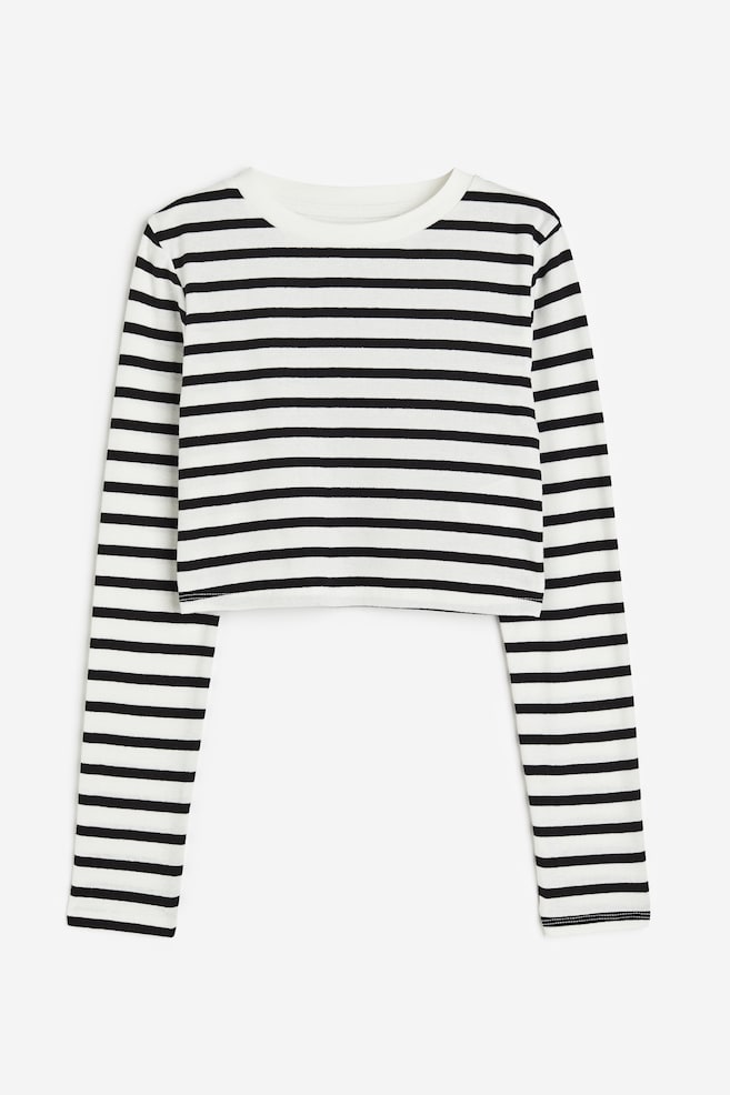 Long-sleeved jersey top - White/Black striped/White/Bright blue/Black/dc - 1