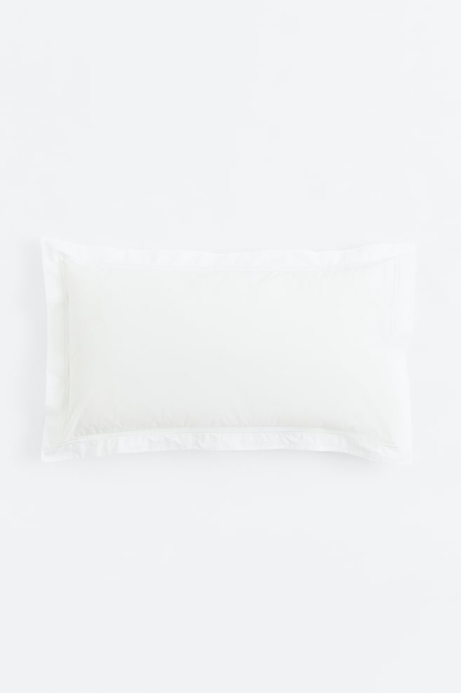 Cotton Percale Pillowcase - White/Taupe/White/black - 1