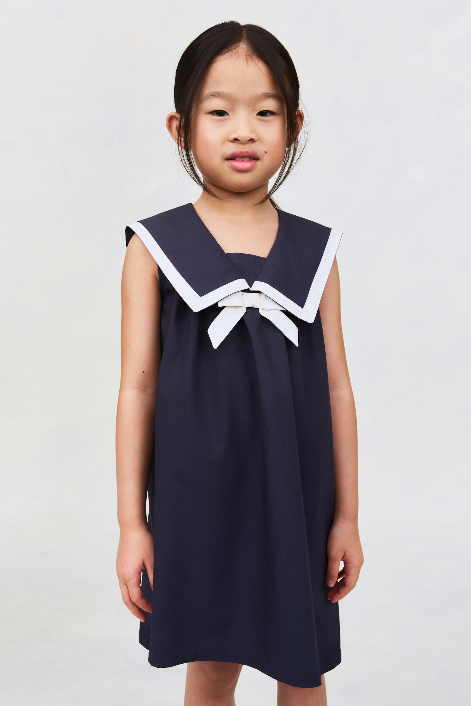 Cotton sailor dress - Navy blue - 1