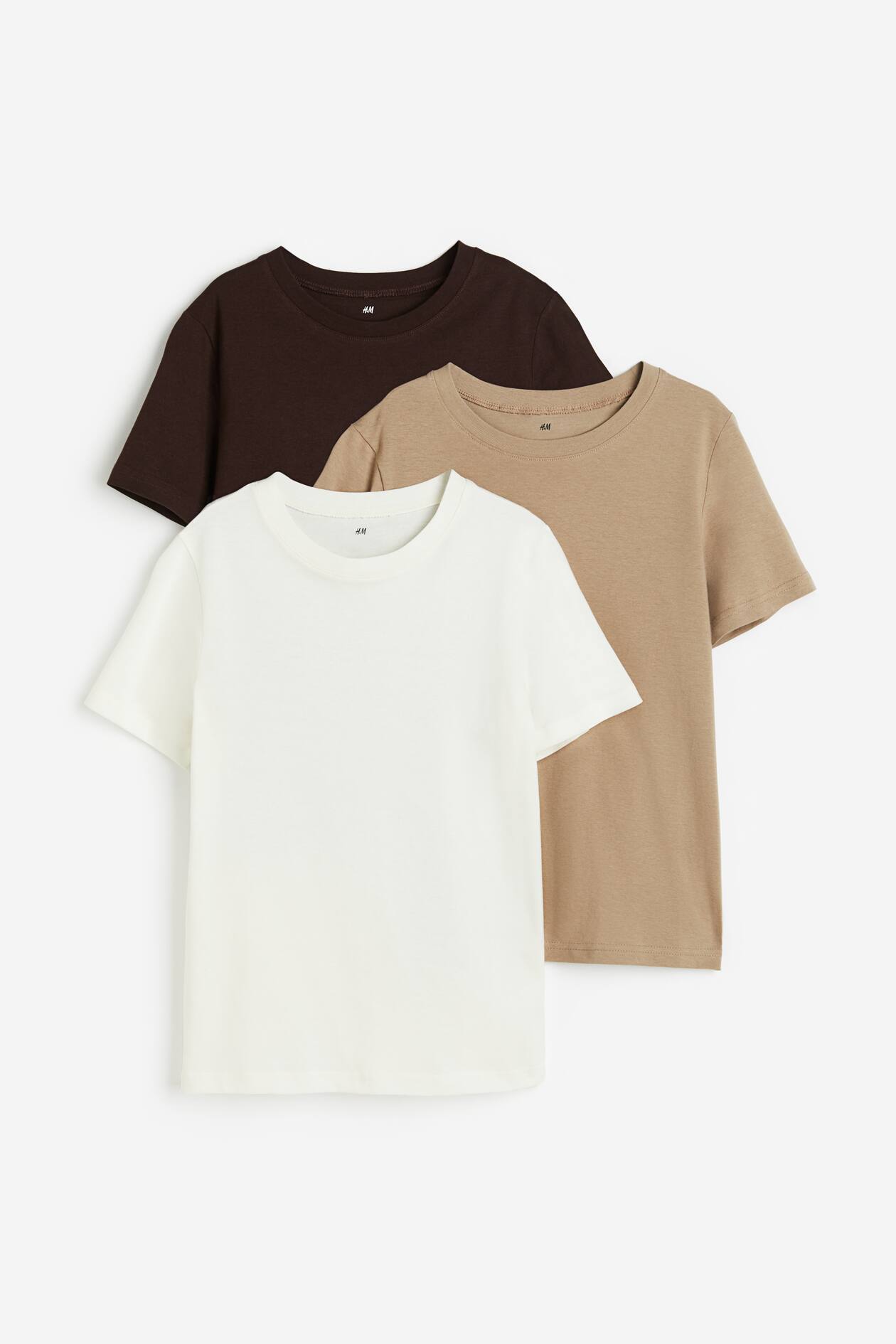 Pack de 3 camisetas - Beige/Marrón oscuro - NIÑOS | H&M ES