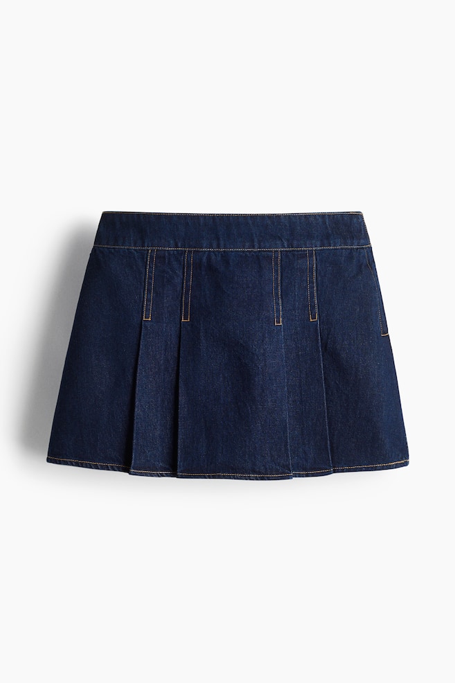 Falda short plisada - Azul denim oscuro - 1