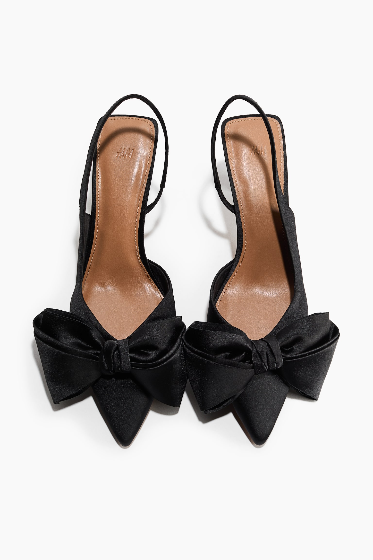 Женские туфли H&M Bow-Detail Satin Slingbacks, цвет: Чёрный — фото 5