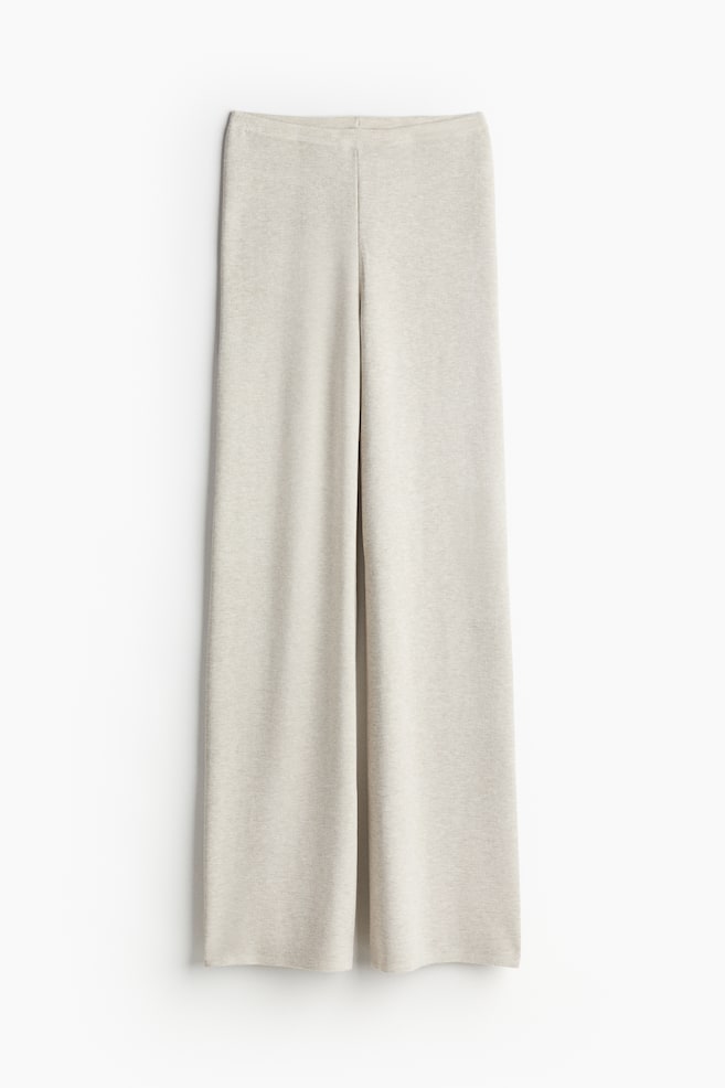 Fine-Knit Pants - Light beige melange/Light gray melange/Cream - 1