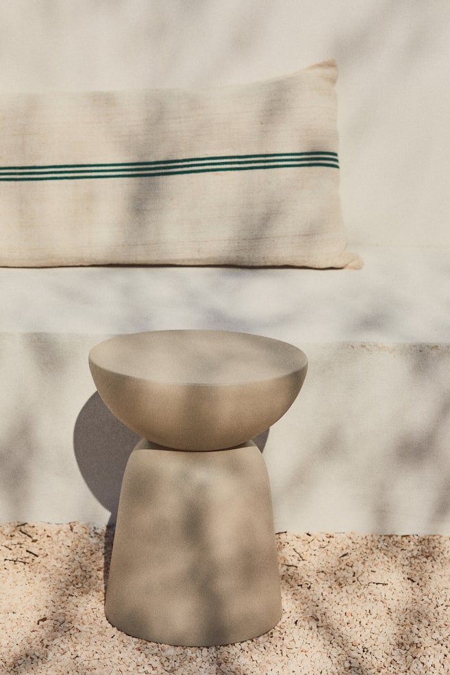 Table d'appoint d'extérieur en métal - Beige clair/Vert olive/Noir - 2