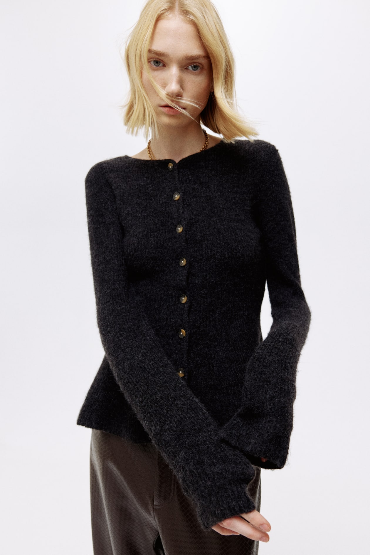 Rib-Knit Peplum Cardigan - image 2