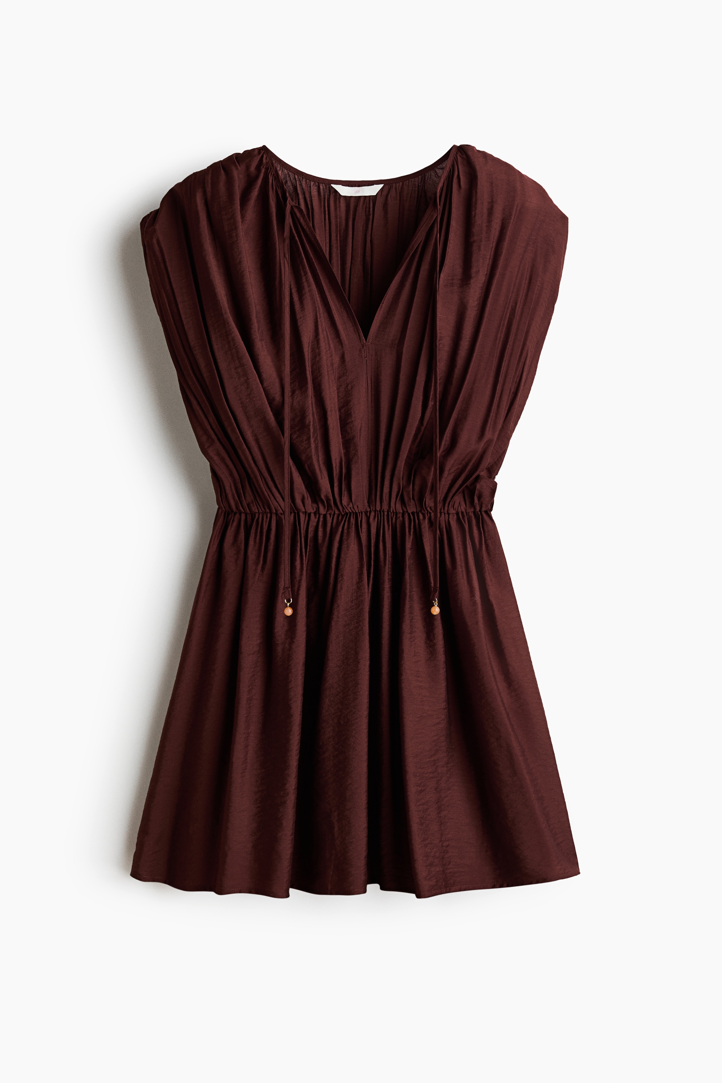 Vestido túnica en mezcla de viscosa - Café oscuro/Café/Diseño de leopardo