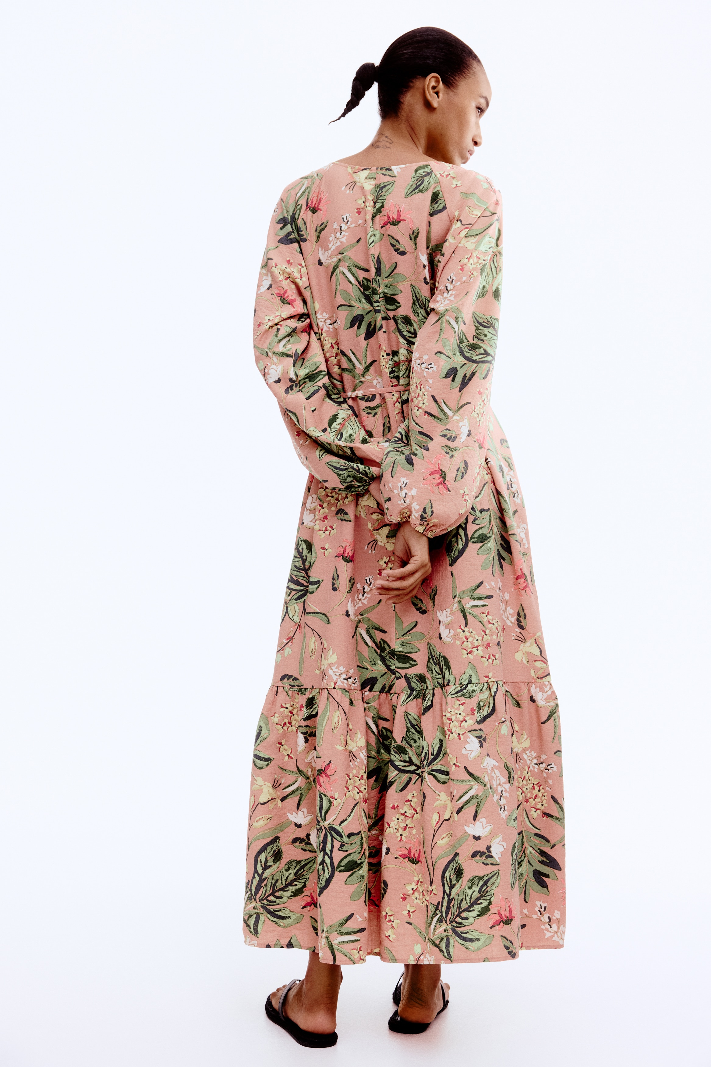 Tie-belt crêpe dress