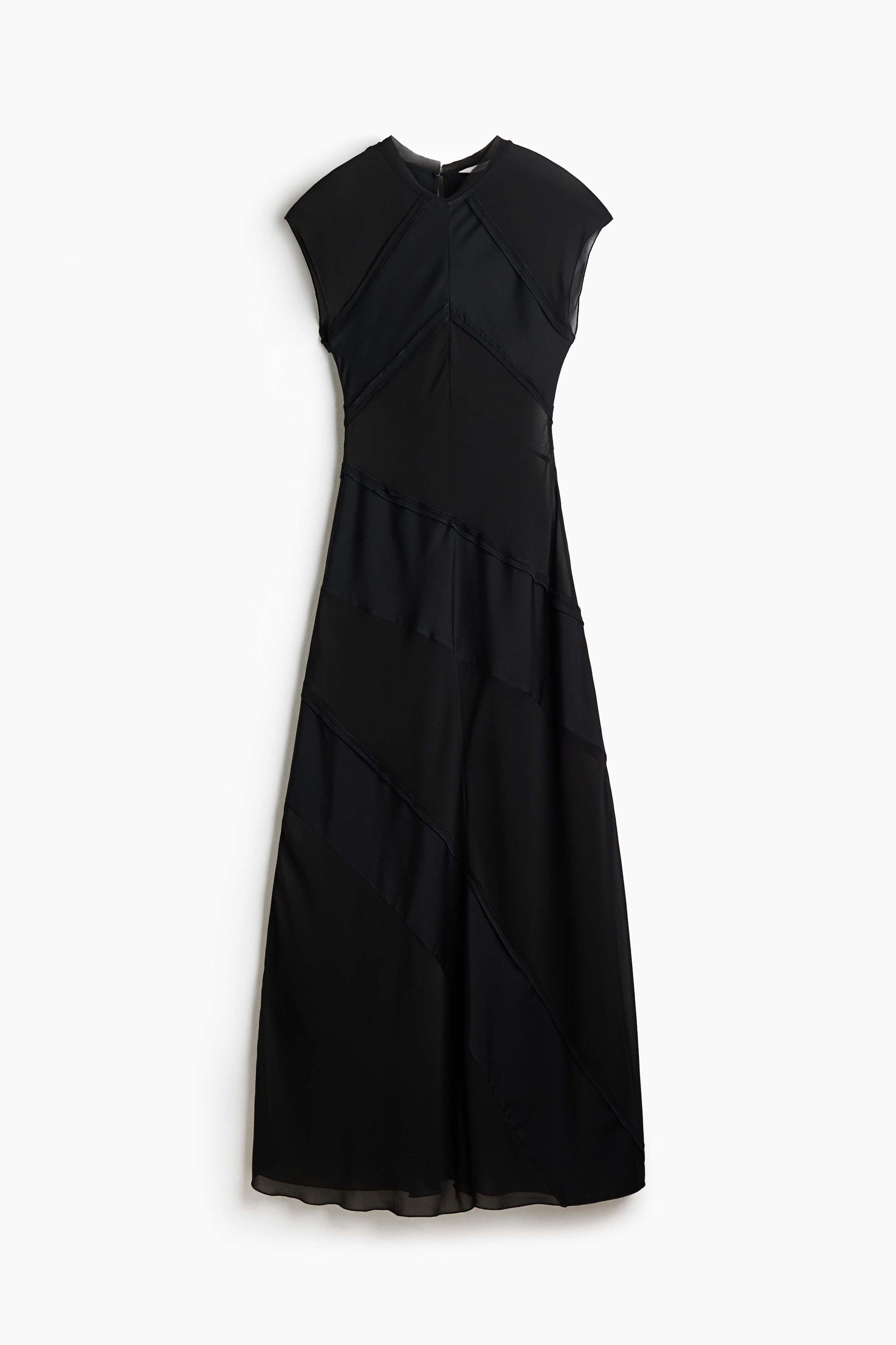 Dual-fabric maxi dress - Black