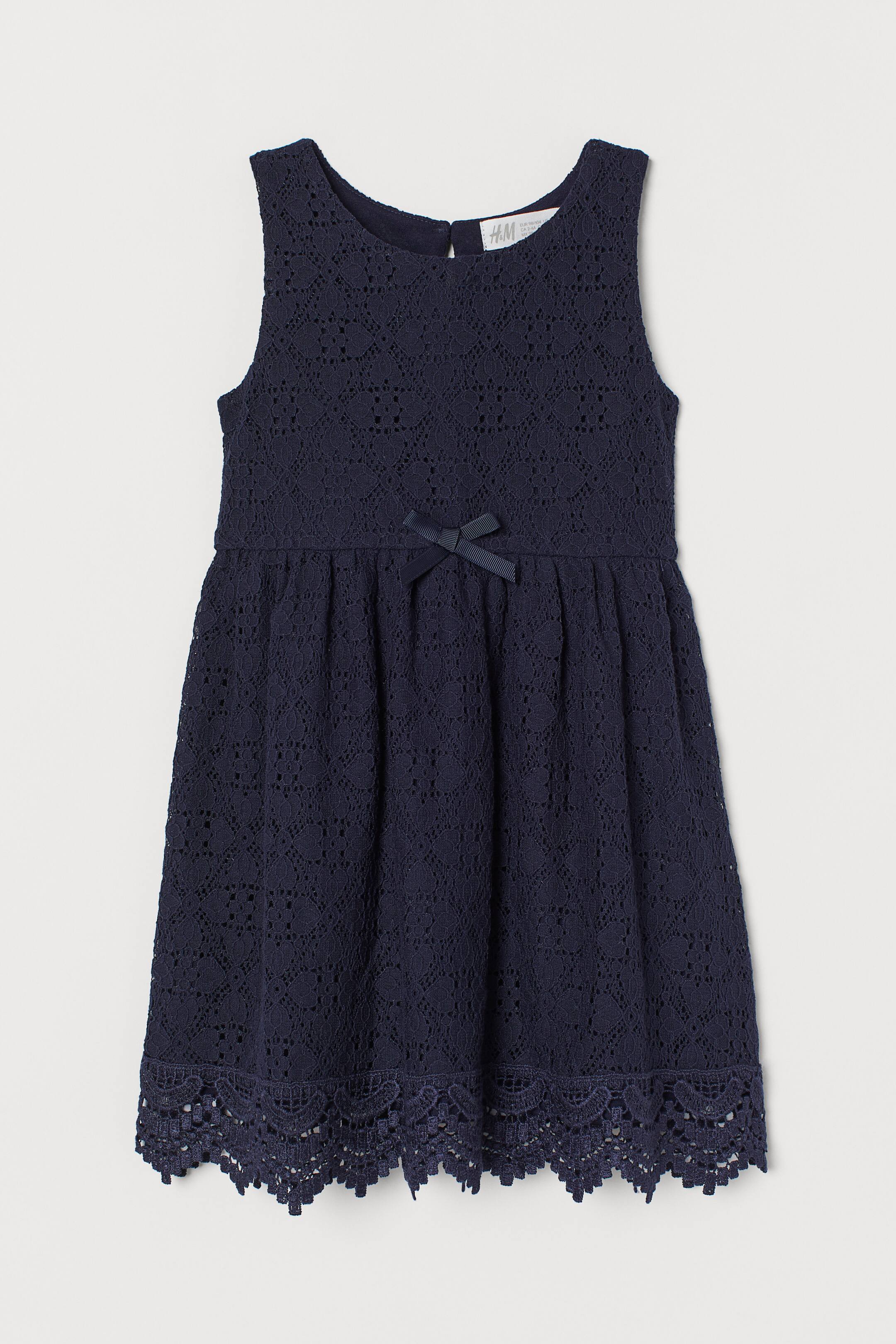 Grotere afbeelding bekijken: Kanten jurk - Donkerblauw - KINDEREN | H&M BE 1