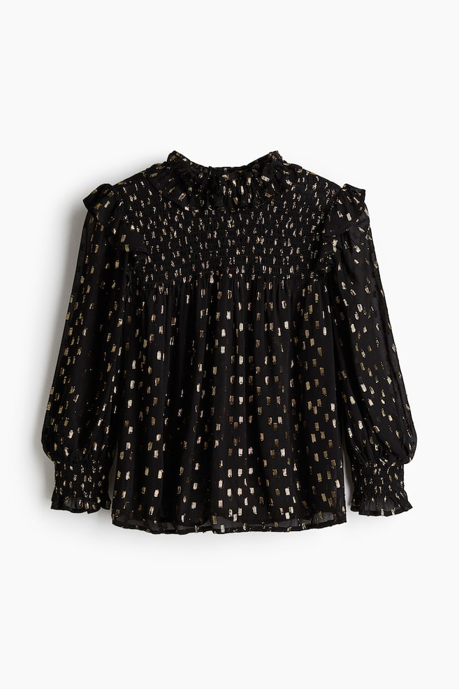 Jacquardgeweven blouse - Zwart/dessin - 1