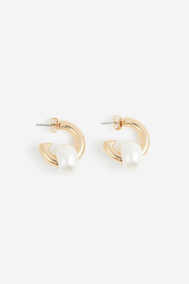 Hoop earrings - Gold-coloured/White/Gold-coloured/Gold-coloured - 1