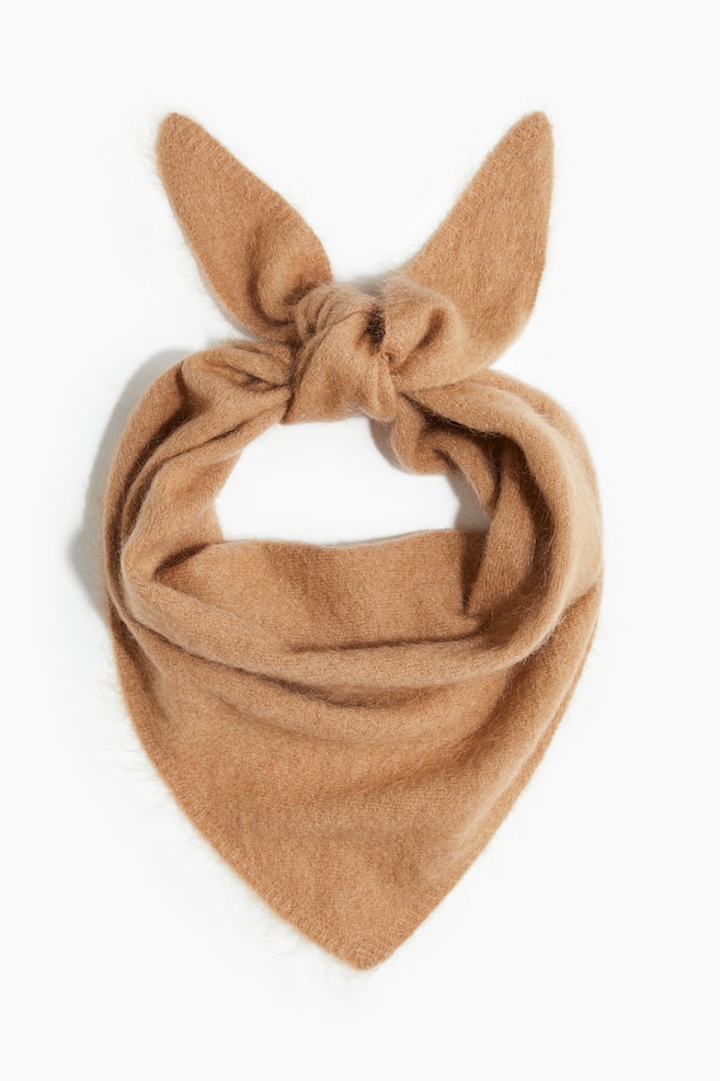 Foulard triangulaire en mohair mélangé - Beige foncé/Crème/Grège - 1