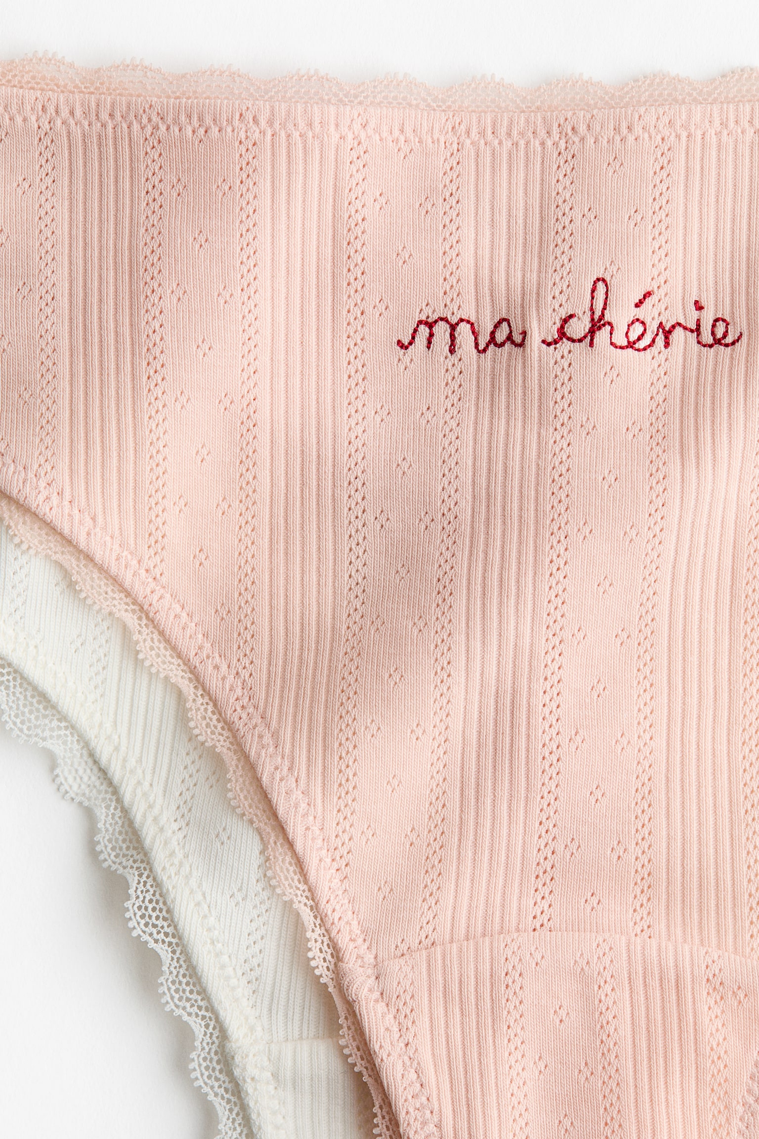 2-pack pointelle thong briefs - Powder pink/Ma Chérie/White/Floral - 6