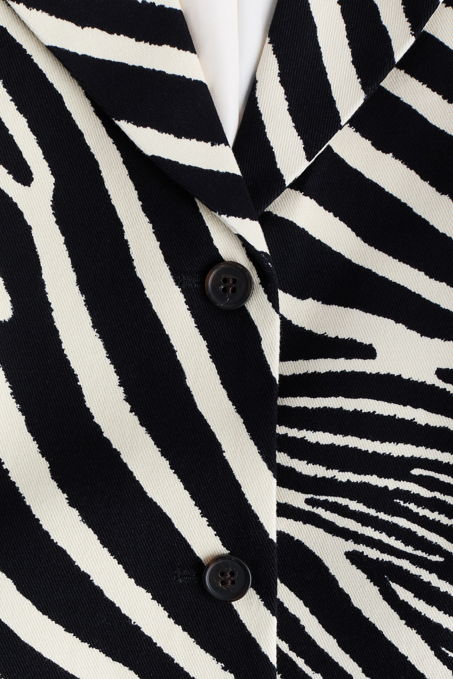 Однобортний саржевий блейзер - Білий/зебровий принт - 5