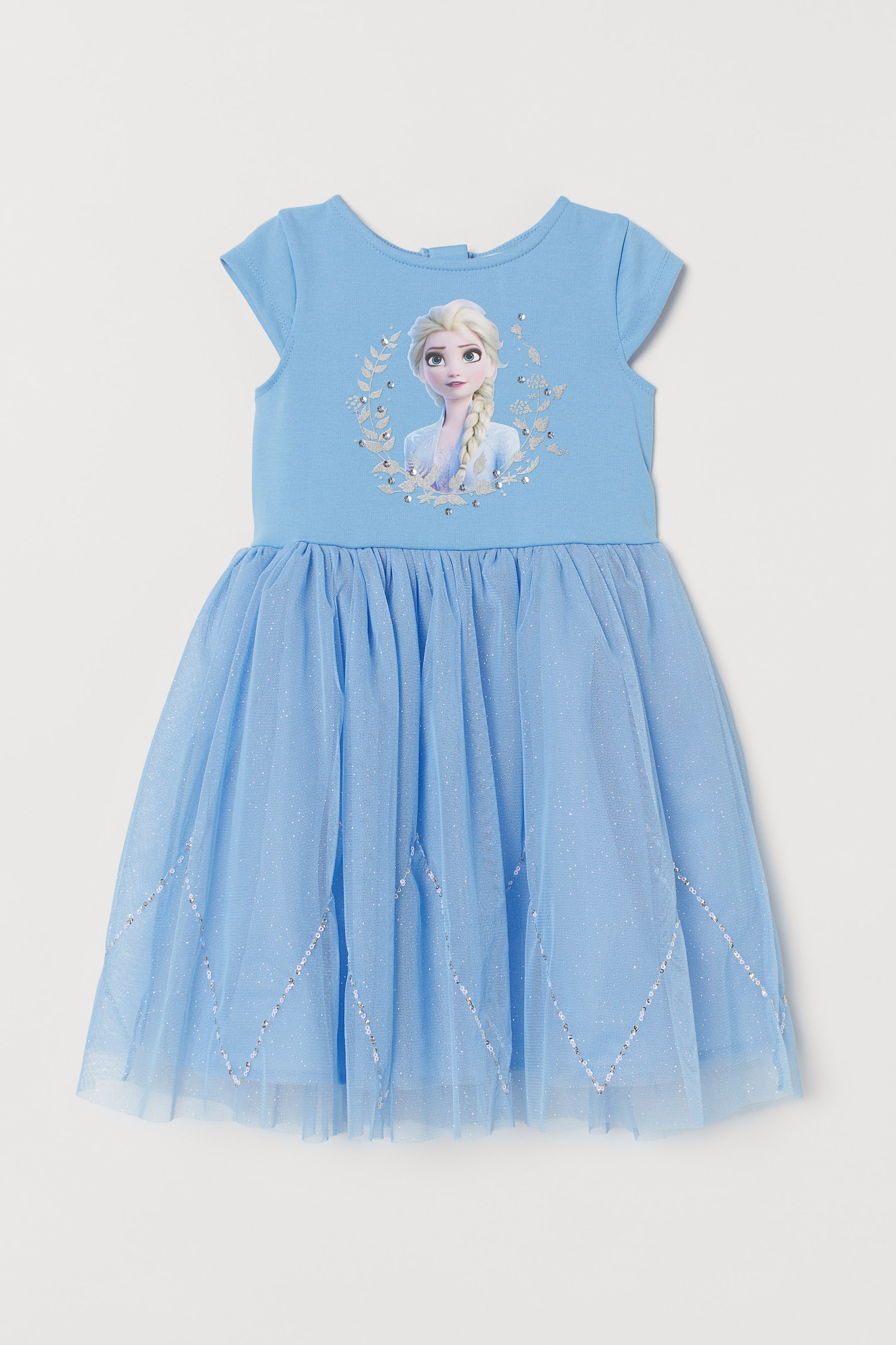 View larger image: Jersey dress with tulle skirt - Light blue/Frozen - Kids | H&M HK 1