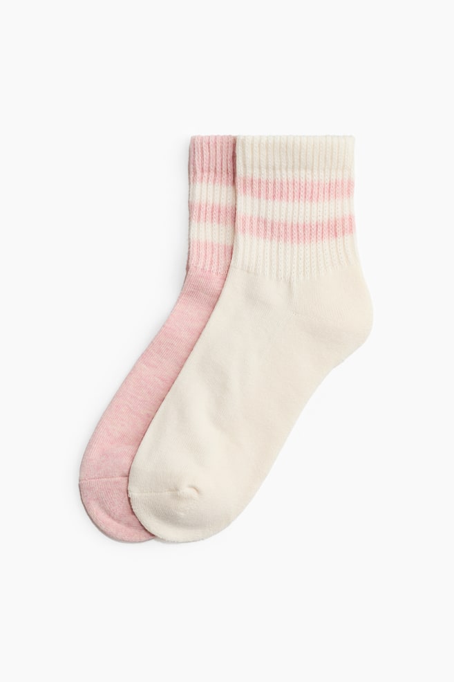 Calcetines al tobillo - Blanco/Rosa/Beige/Franjas - 1