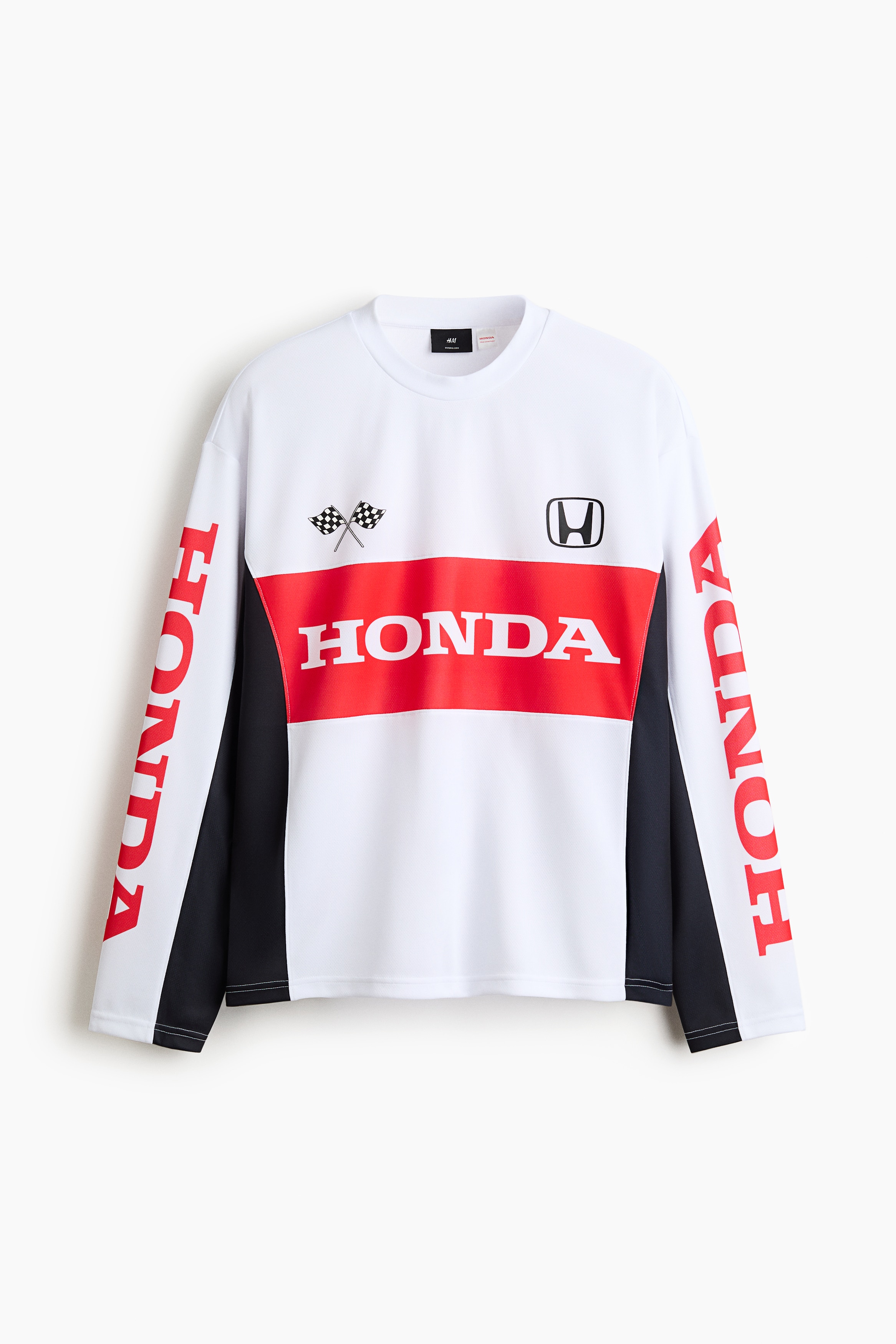 オーバーサイズフィット 長袖メッシュトップス - ホワイト／Honda