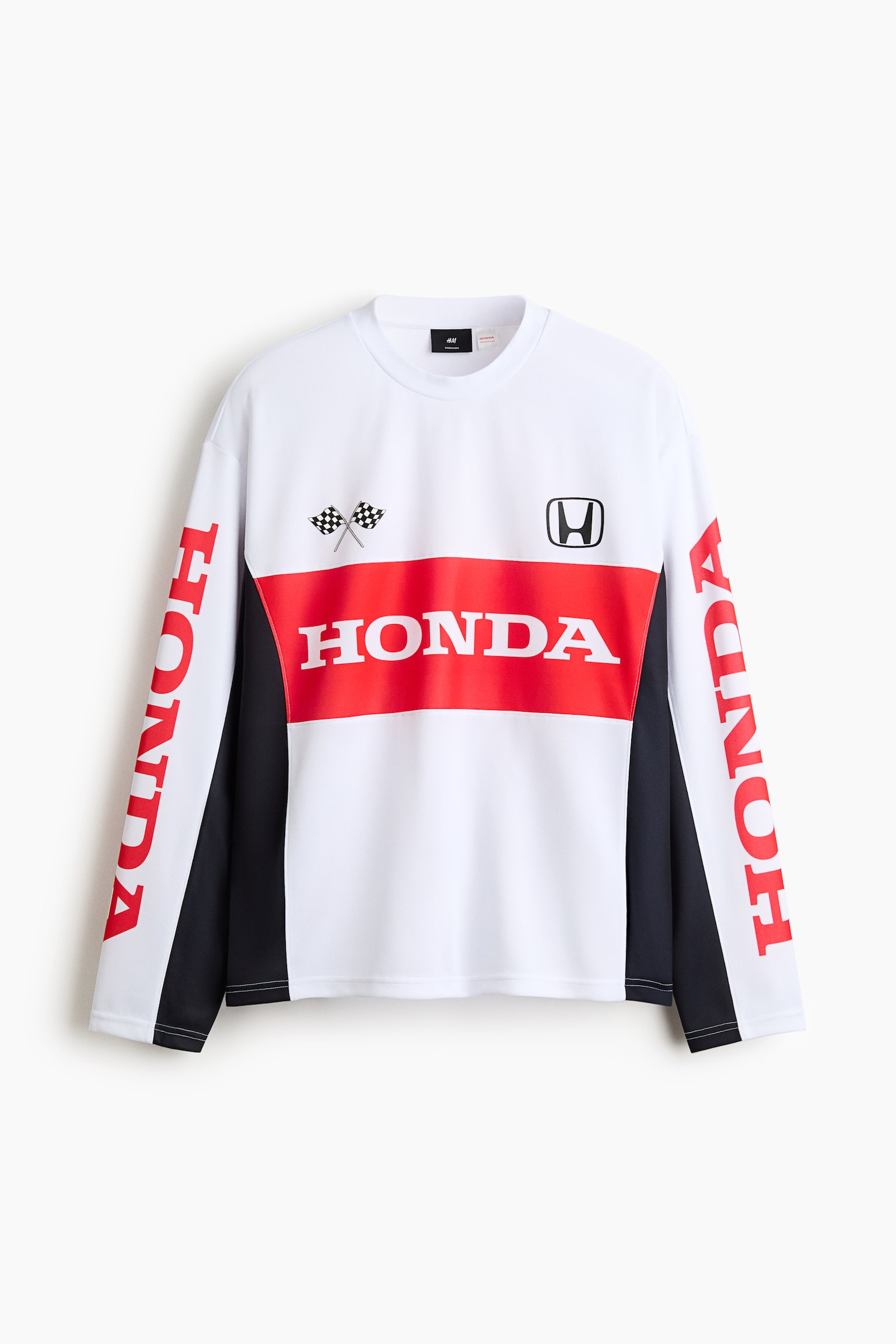 חולצת רשת עם שרוולים ארוכים Oversized Fit - לבן/Honda - 2