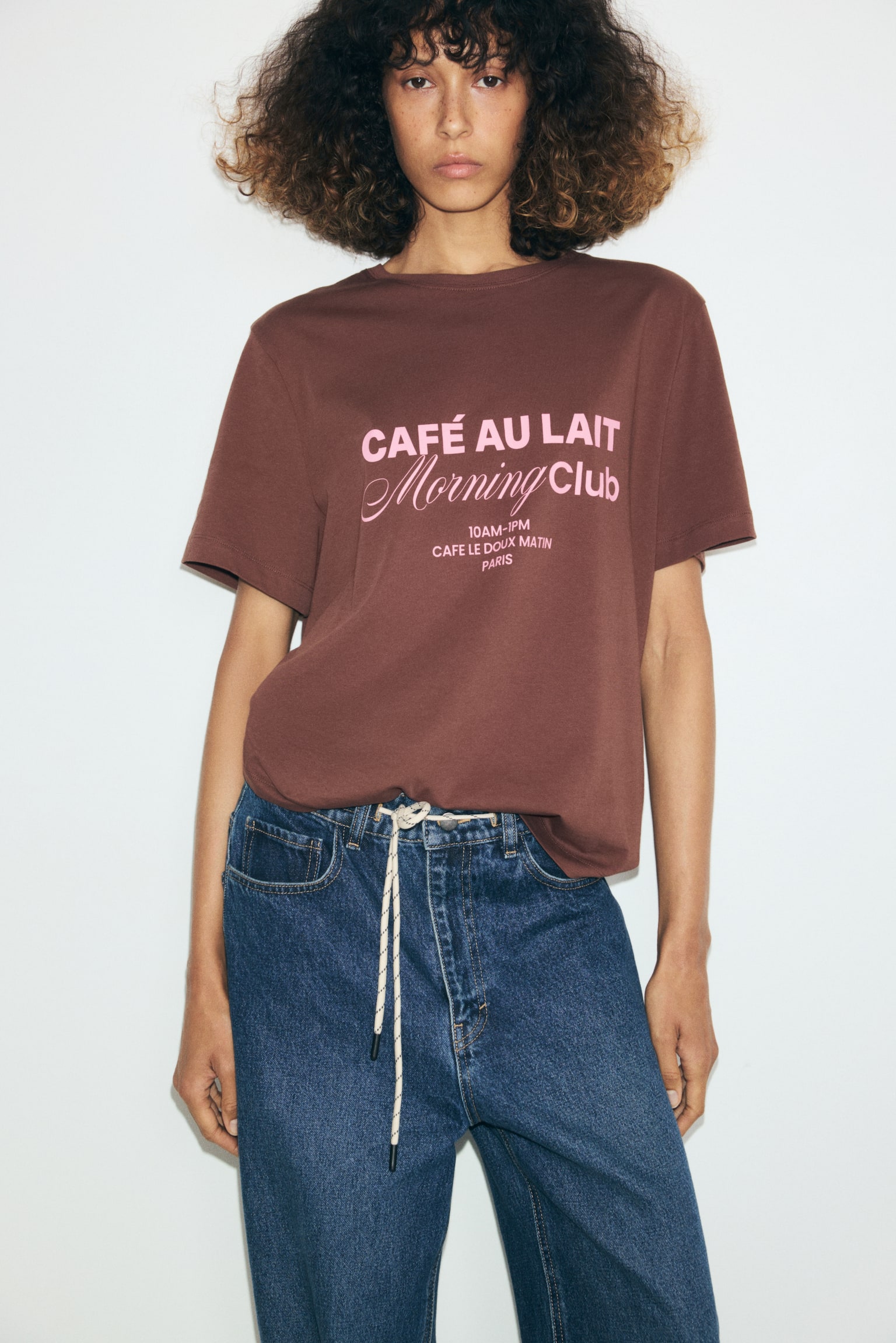 Женская футболка H&M Cotton, цвет: Коричневый — фото 3