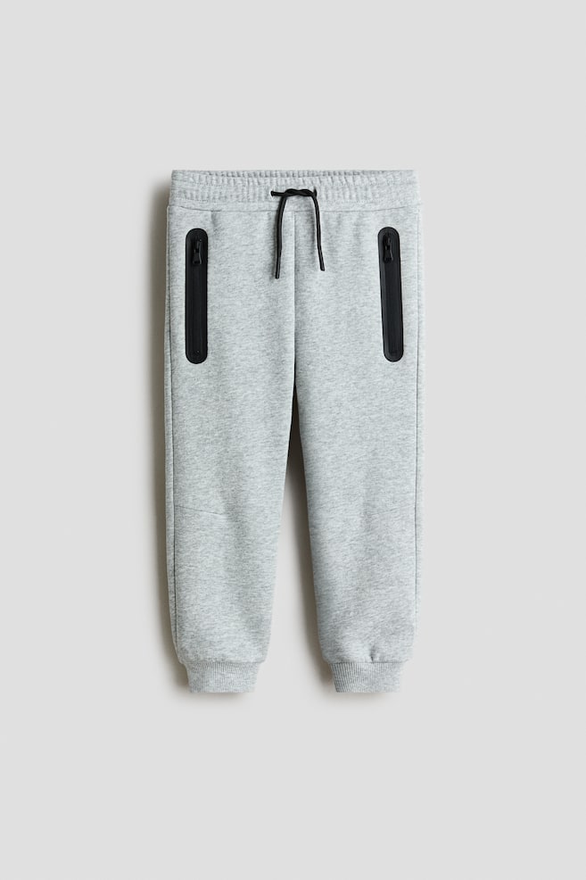 Brushed-Inside Joggers - Light gray melange/Black - 1
