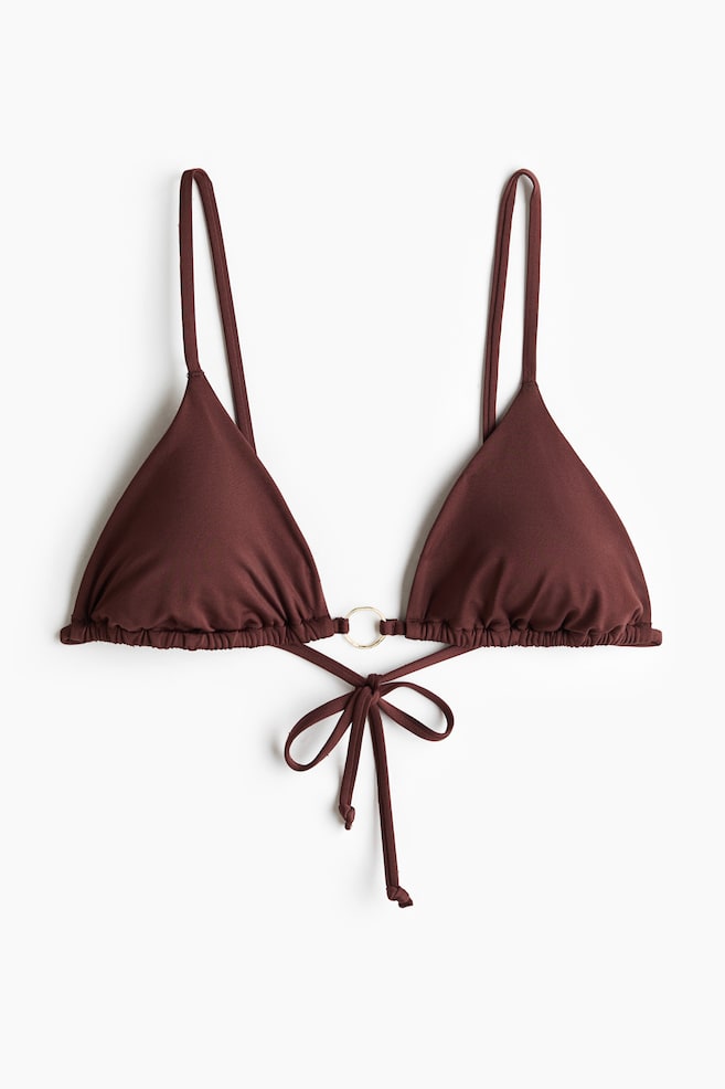 Padded Triangle Bikini Top - Dark brown/Coral pink/Dark blue - 1