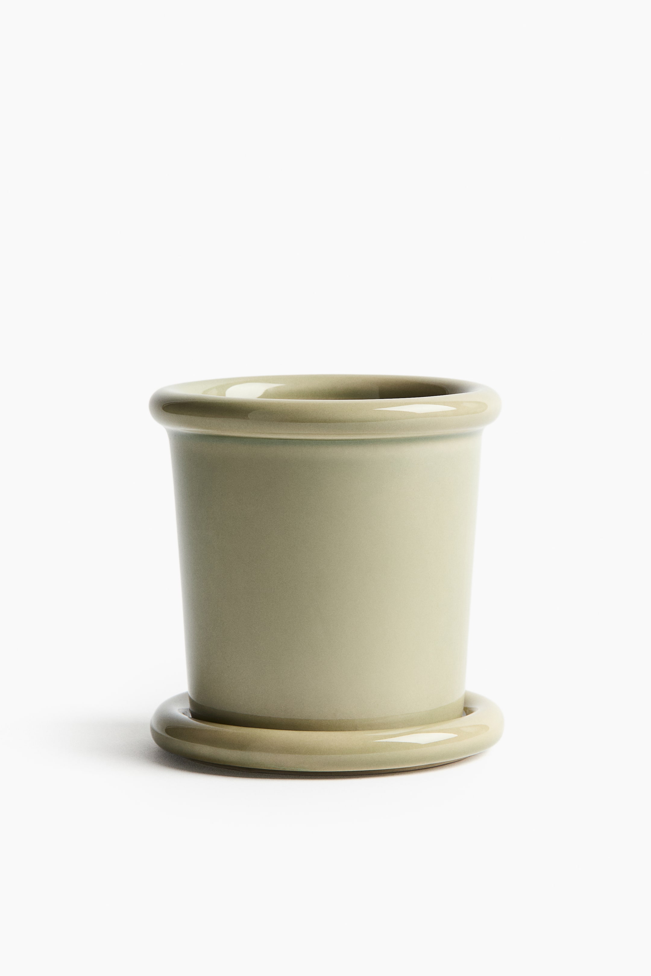 View larger image: Extra-Small Stoneware Plant Pot with Saucer - Light green - Home All | H&M CA 1